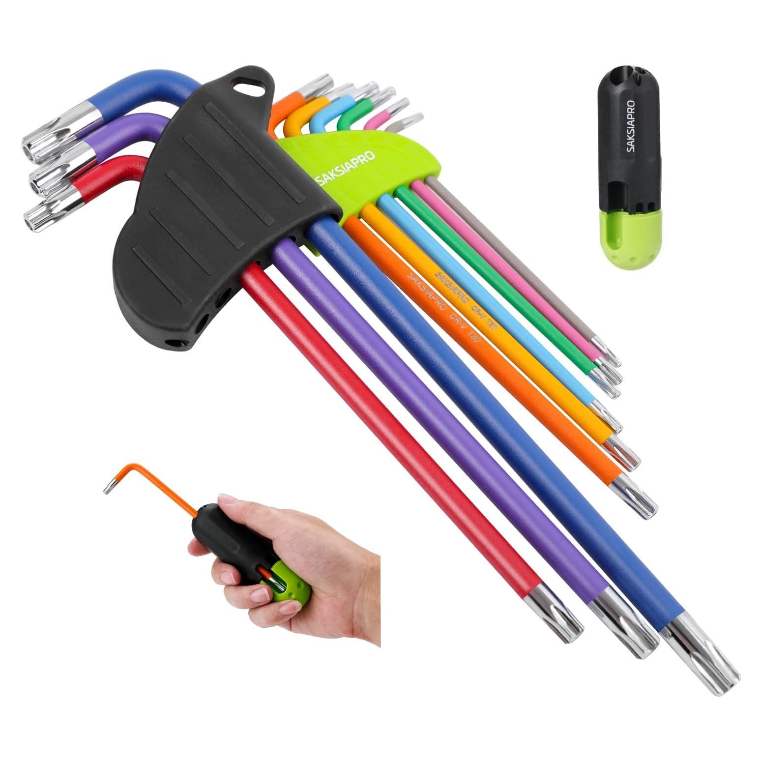Juego de Llaves Allen Torx SAKSIAPRO 10 Piezas con Mango en T