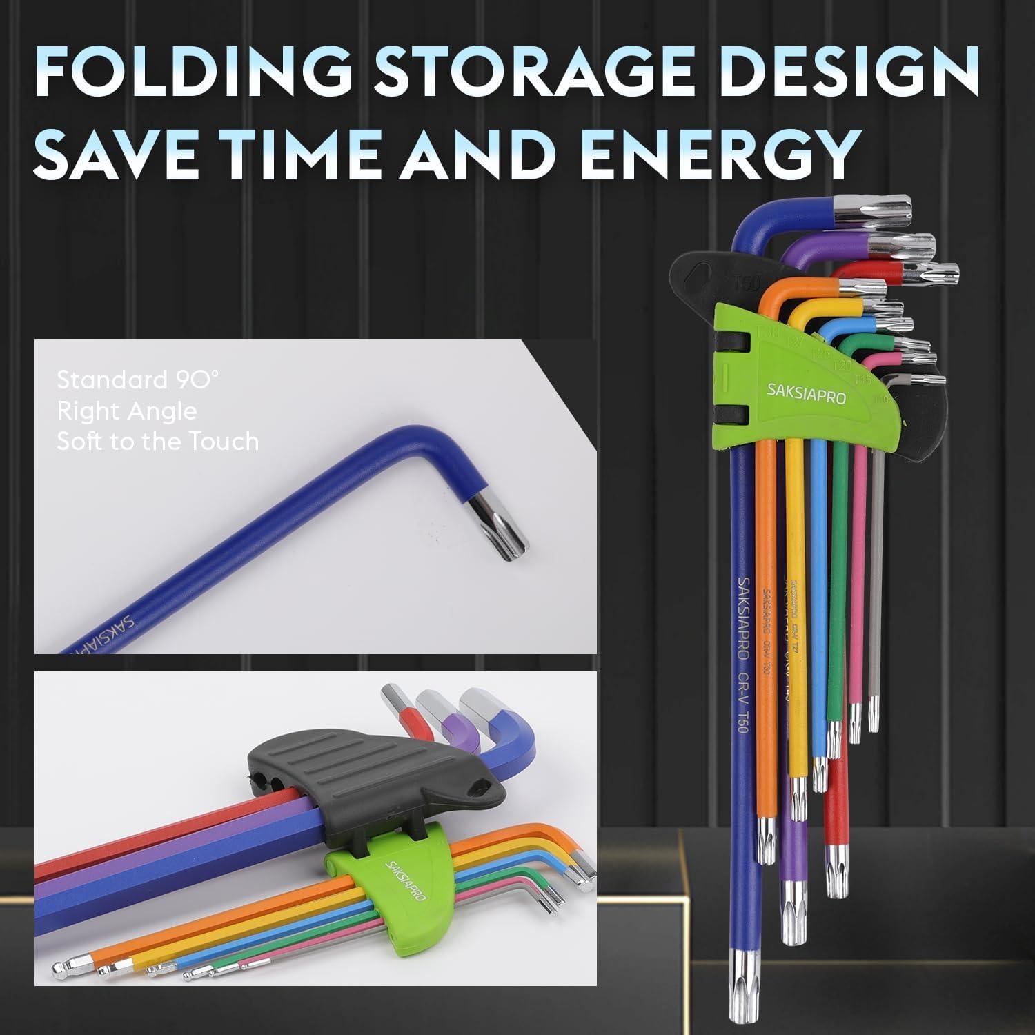 Juego de Llaves Allen Torx SAKSIAPRO 10 Piezas con Mango en T