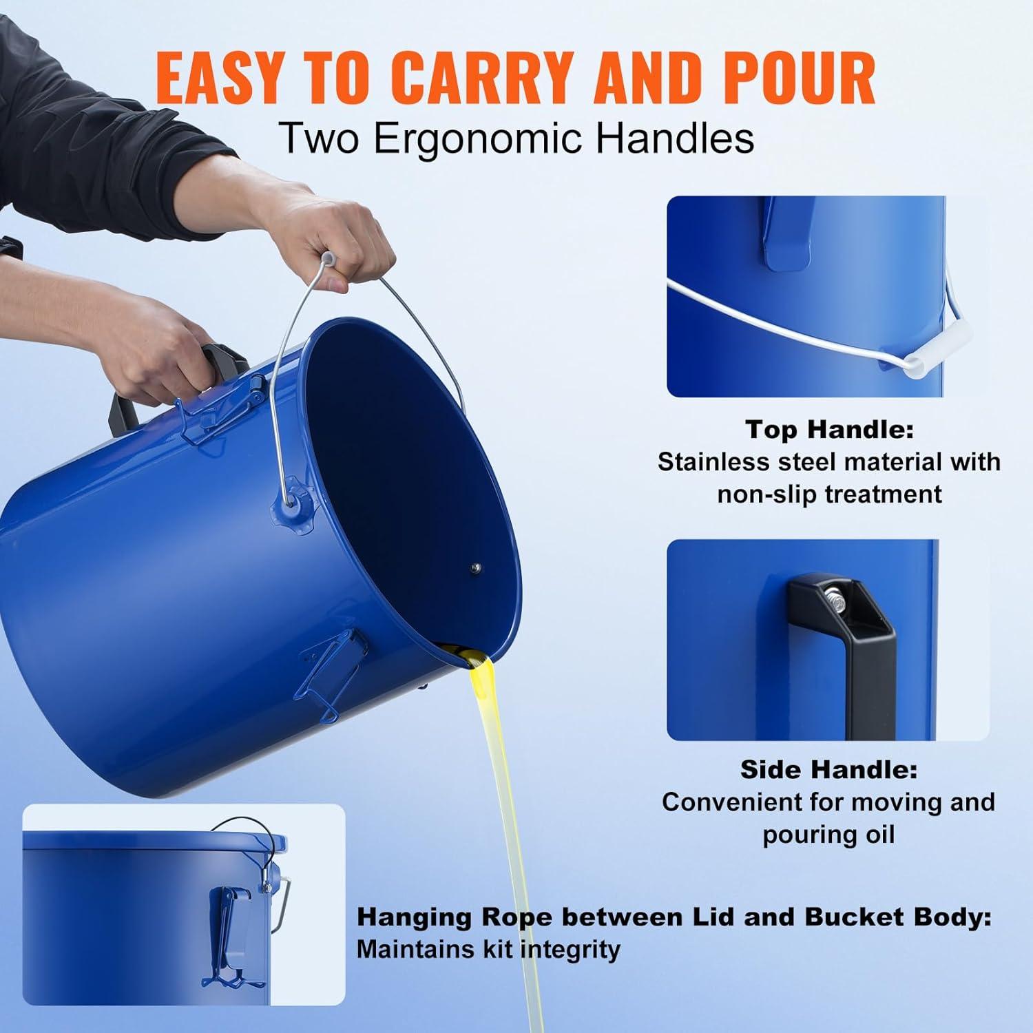 Cubo de Grasa VEVOR 6 Galones Acero al Carbono Azul