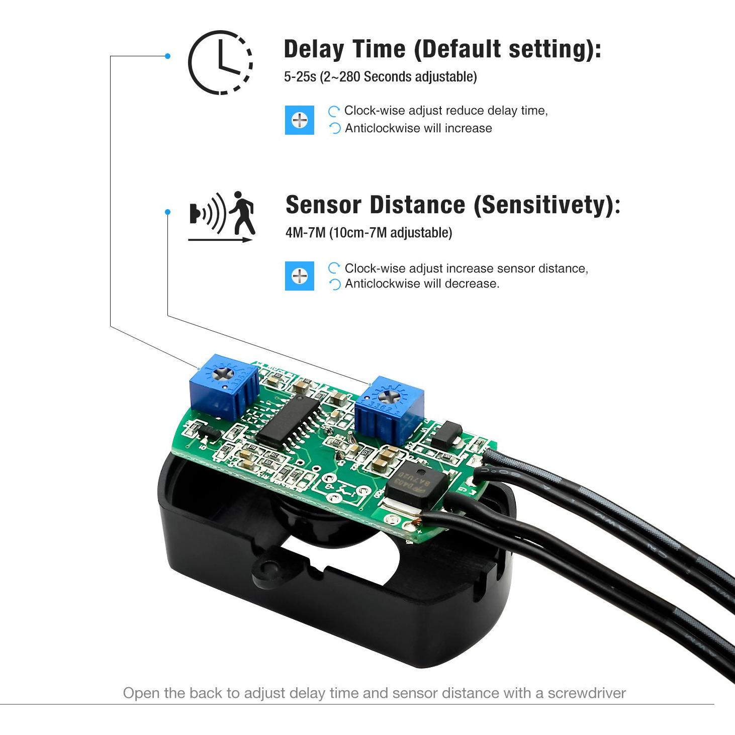 Interruptor Sensor de Movimiento SENSKY BS010H 12-30V 3A LED