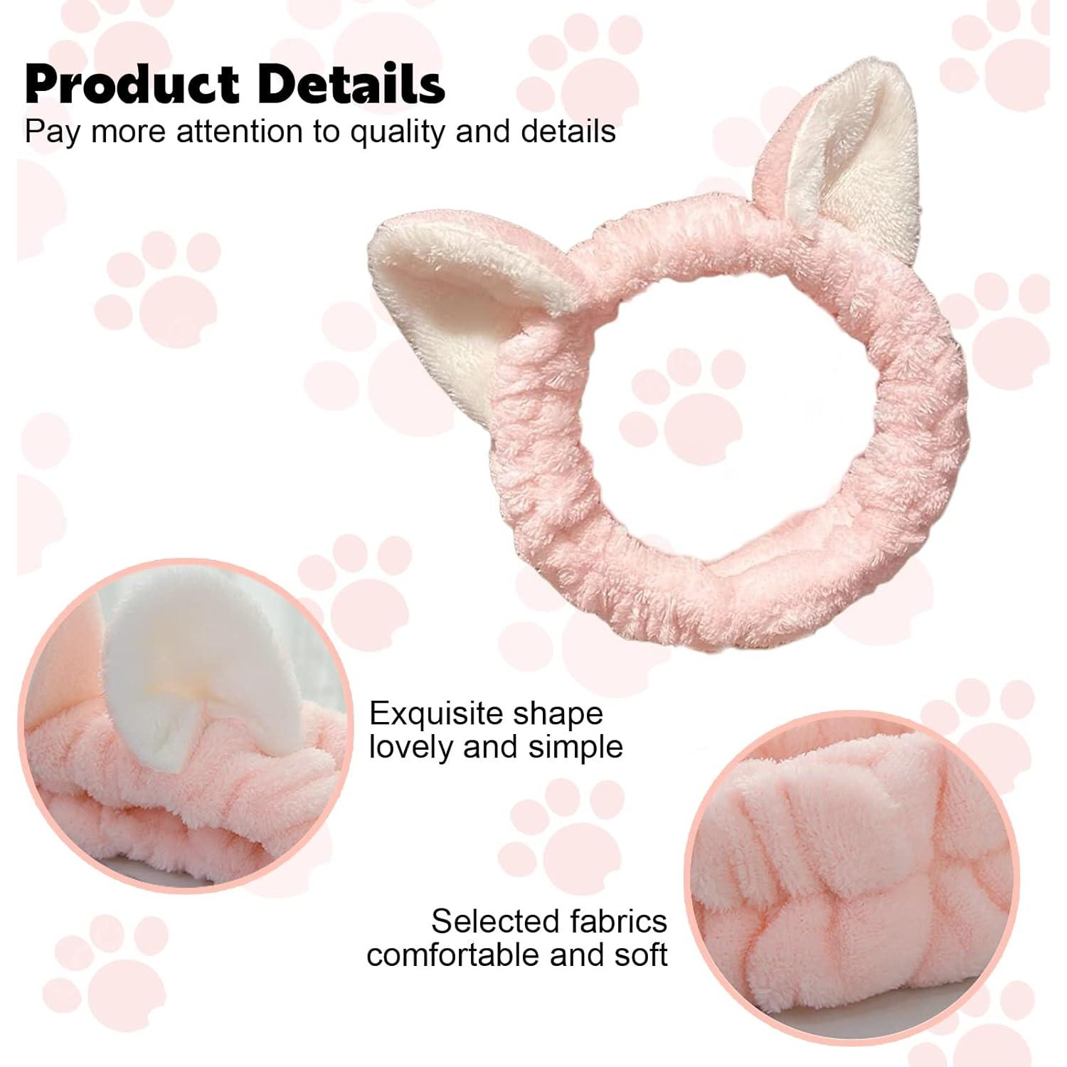 Set de Spa Rosa Heyiminy con Diademas y Muñequera de Felpa