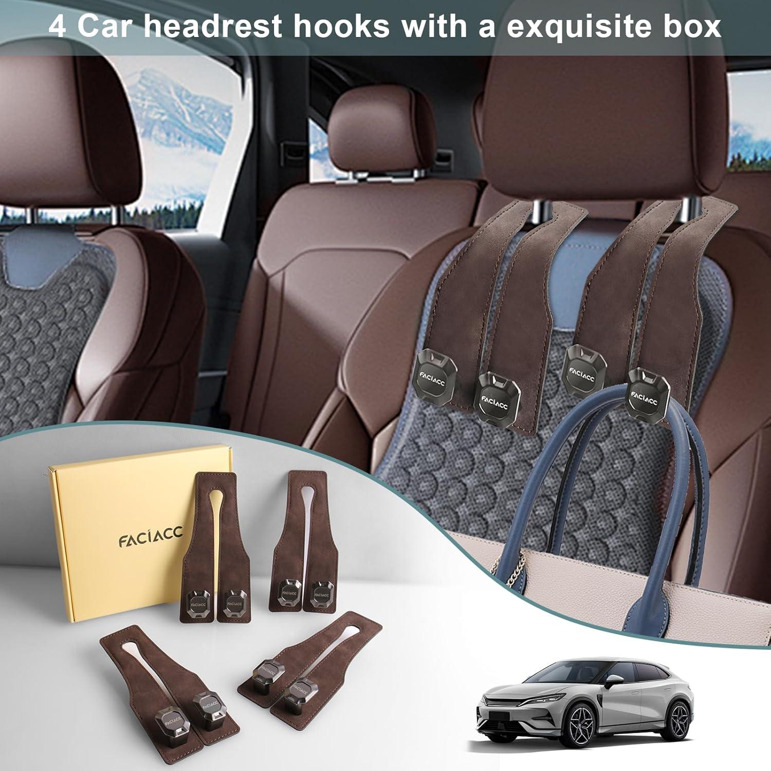 Ganchos para Reposacabezas de Coche FACIACC 4 Pack Marrón