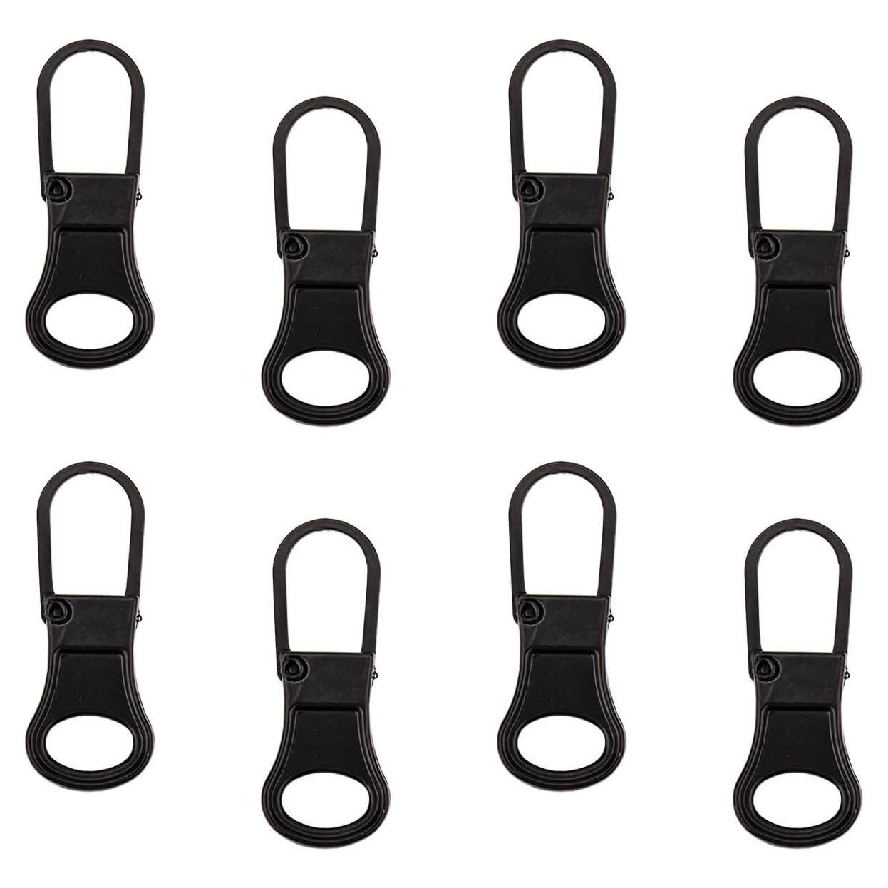 8 Tiradores de Cremallera de Metal NQEUEPN - Reparación Ropa Negro
