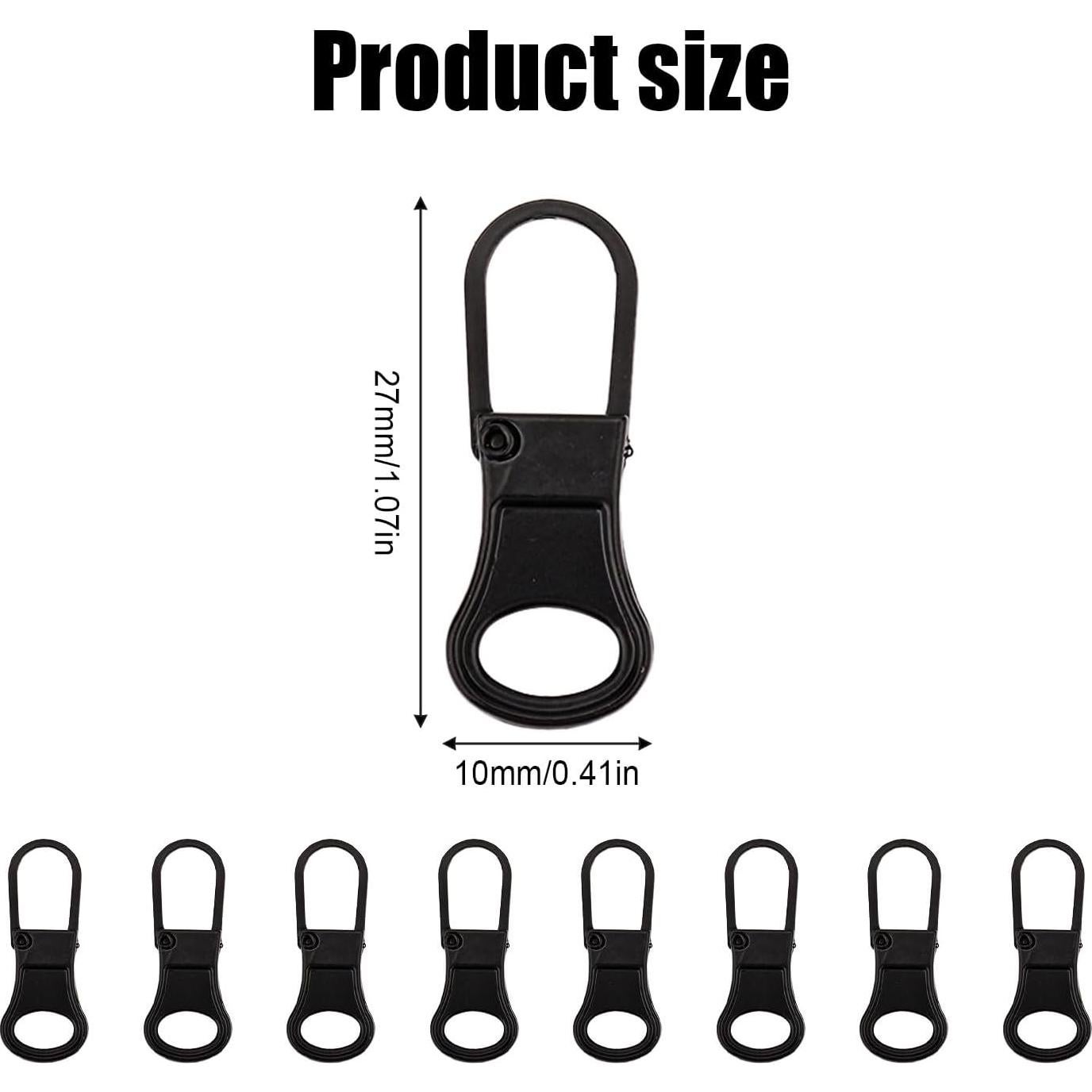 8 Tiradores de Cremallera de Metal NQEUEPN - Reparación Ropa Negro