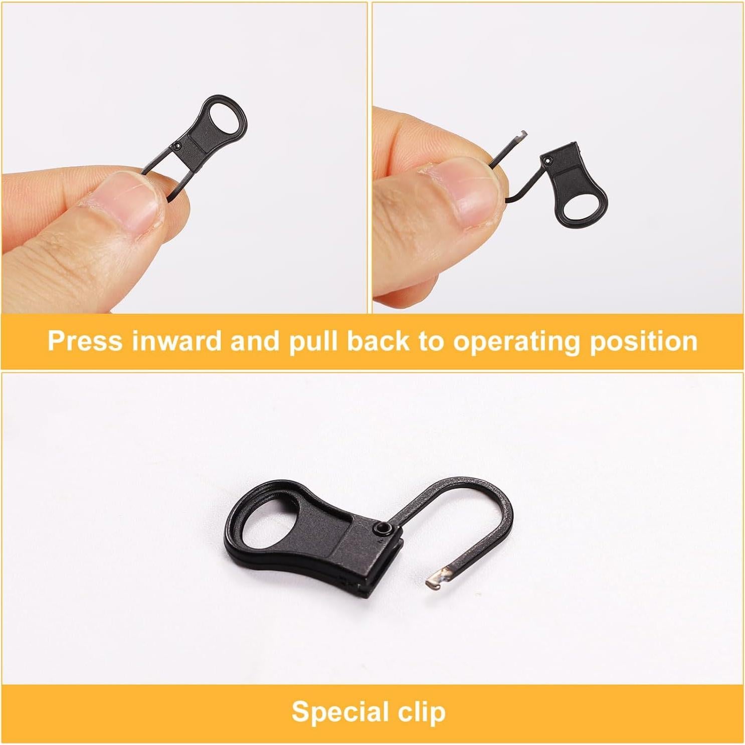 8 Tiradores de Cremallera de Metal NQEUEPN - Reparación Ropa Negro