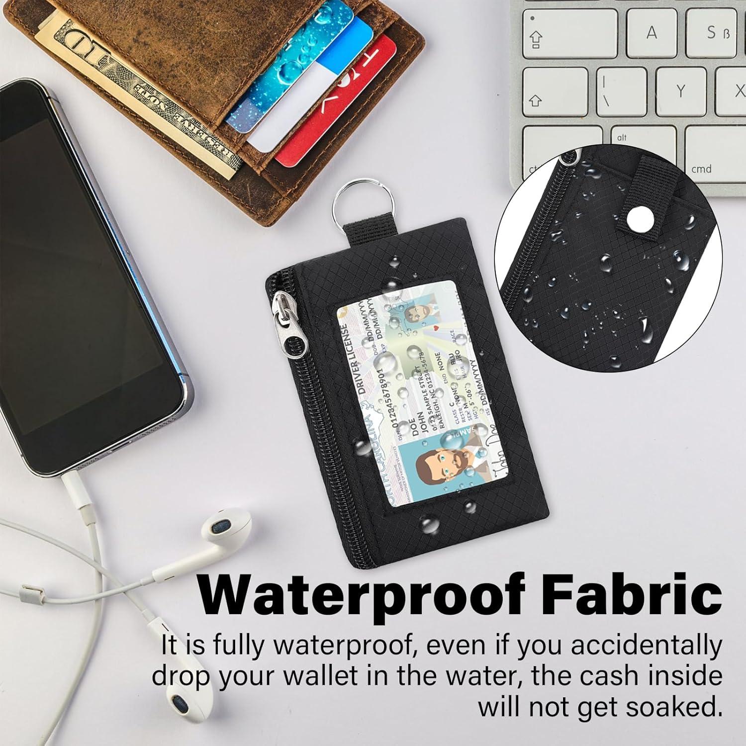 Billetera RFID Minimalista ZHOMA Negra con Lanyard y 3 Bolsillos