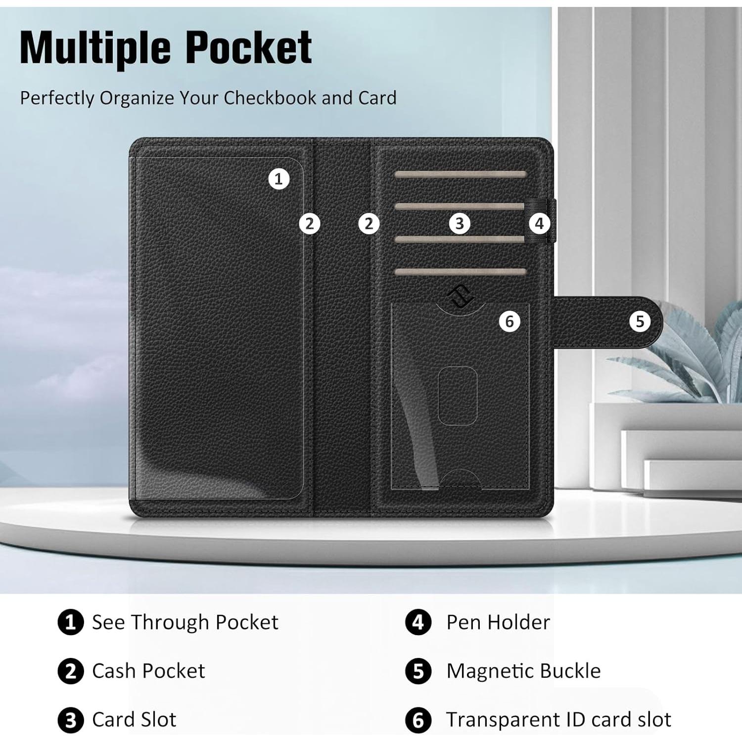 Cubierta de Chequera FINTIE con Bloqueo RFID - Negro