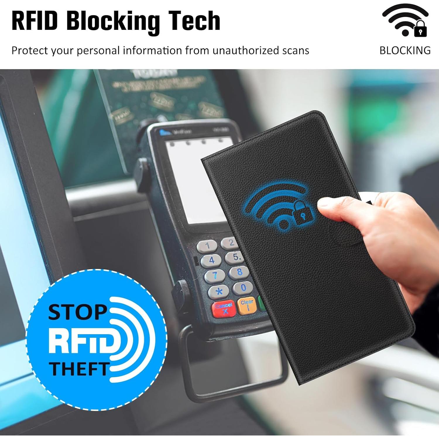 Cubierta de Chequera FINTIE con Bloqueo RFID - Negro