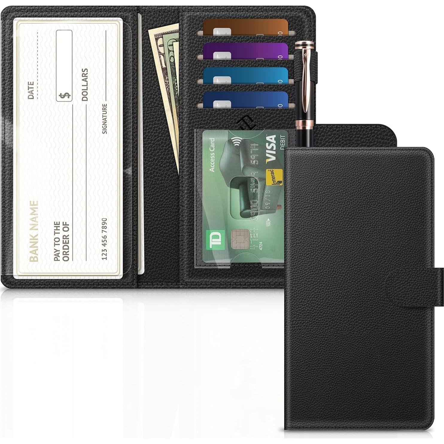 Cubierta de Chequera FINTIE con Bloqueo RFID - Negro