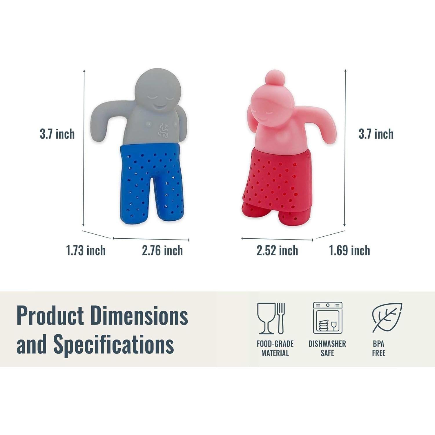 Conjunto de Infusores de Té DecorChiq CuTea - Silicona Rosa y Azul