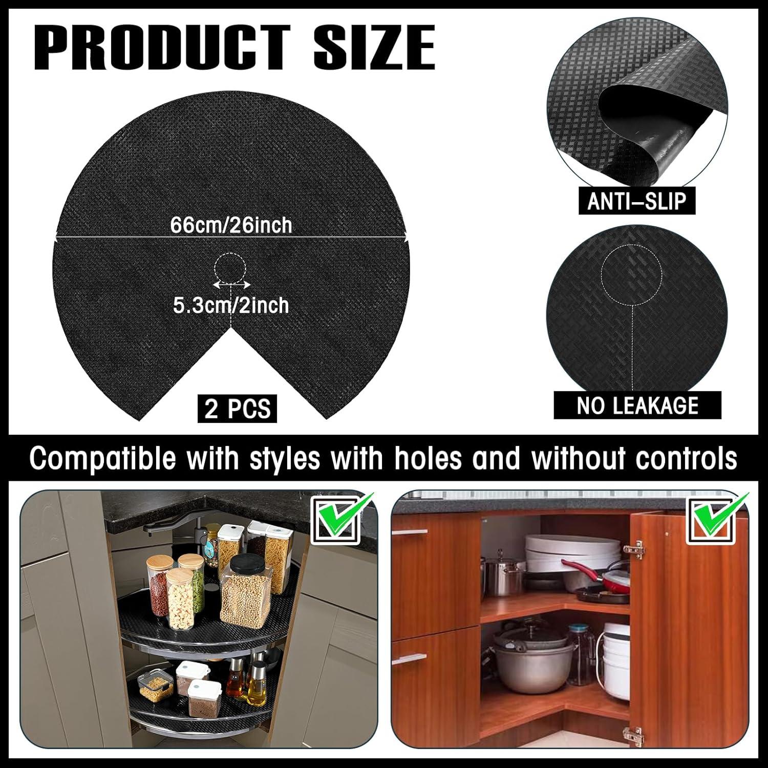 Forro de Estante Lazy Susan SiliFine 66 cm Antideslizante Negro - 2 Pcs