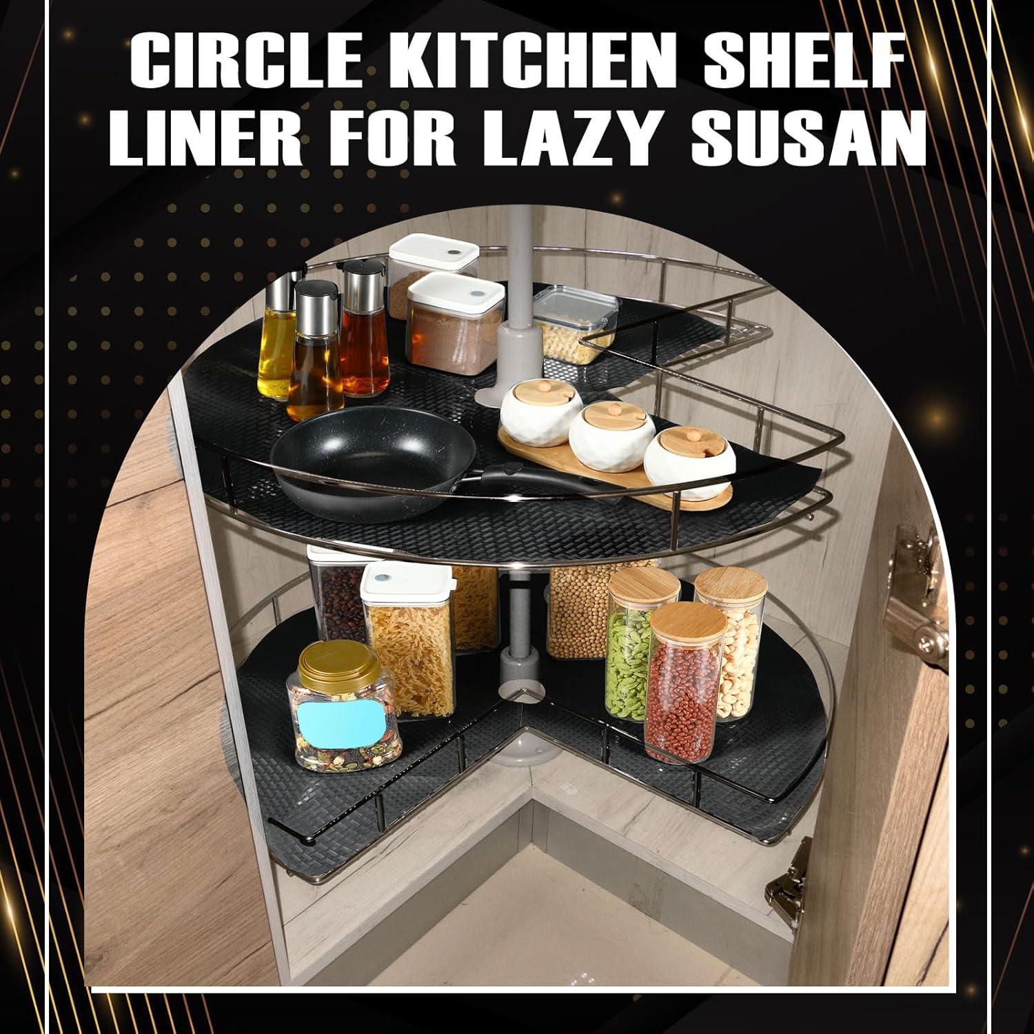 Forro de Estante Lazy Susan SiliFine 66 cm Antideslizante Negro - 2 Pcs