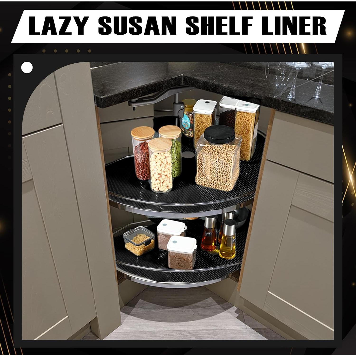 Forro de Estante Lazy Susan SiliFine 66 cm Antideslizante Negro - 2 Pcs