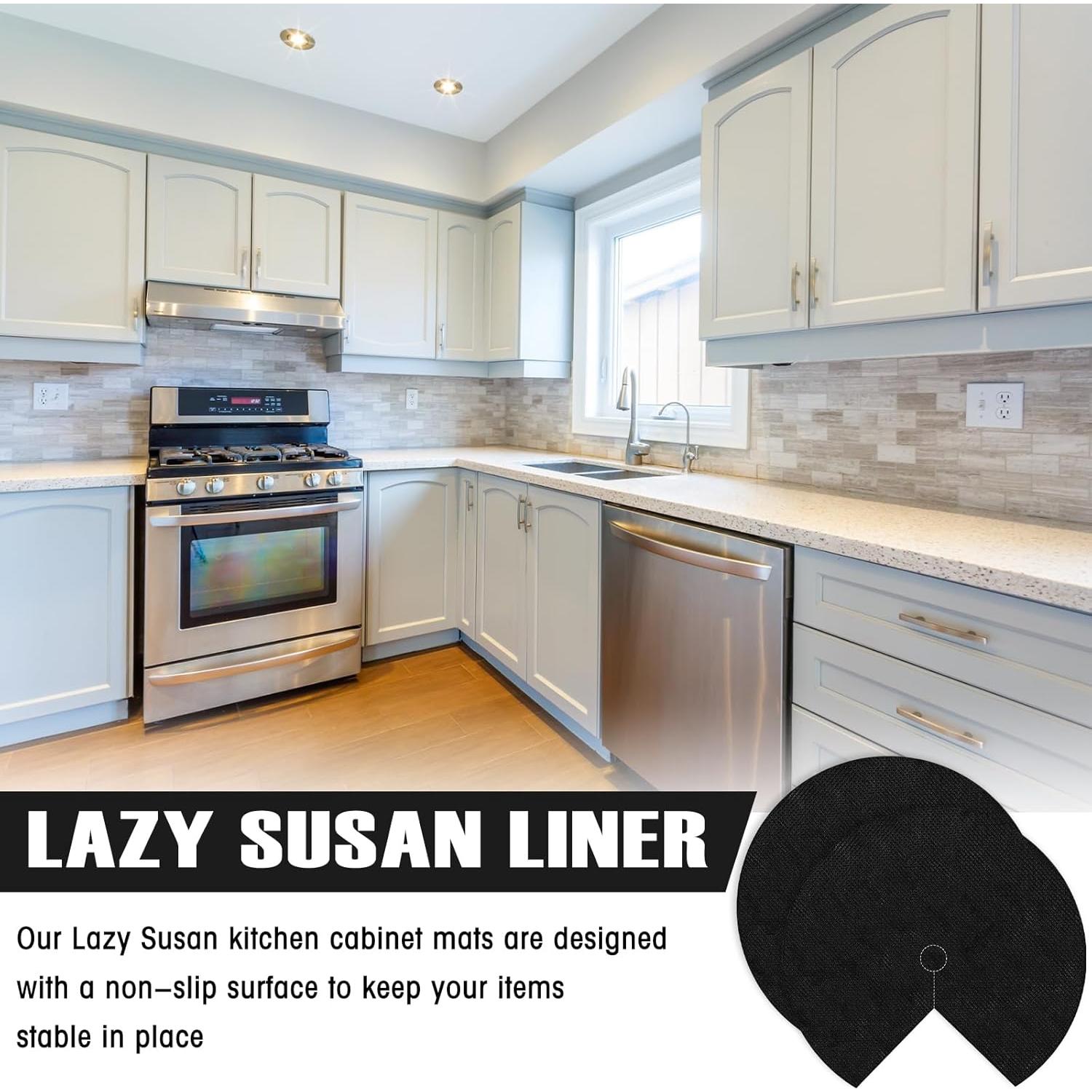 Forro de Estante Lazy Susan SiliFine 66 cm Antideslizante Negro - 2 Pcs