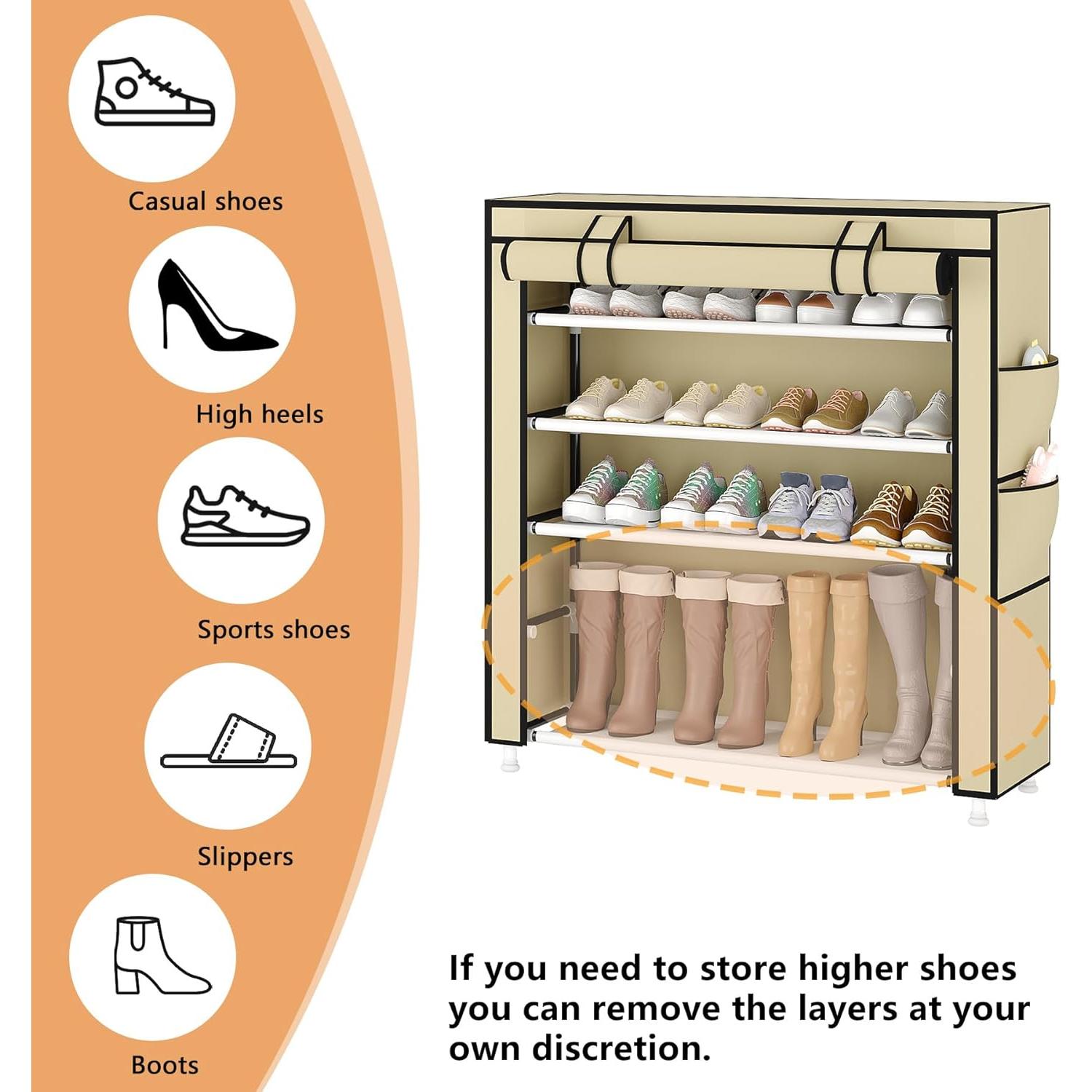 Estante Organizador de Zapatos 5 Niveles Laiensia Beige