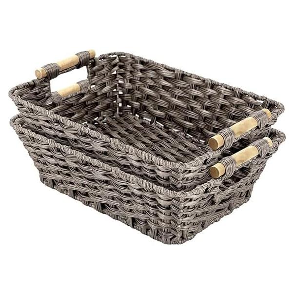 Cestas de Almacenamiento de Mimbre Rlosjin - 2 Paquete Impermeables