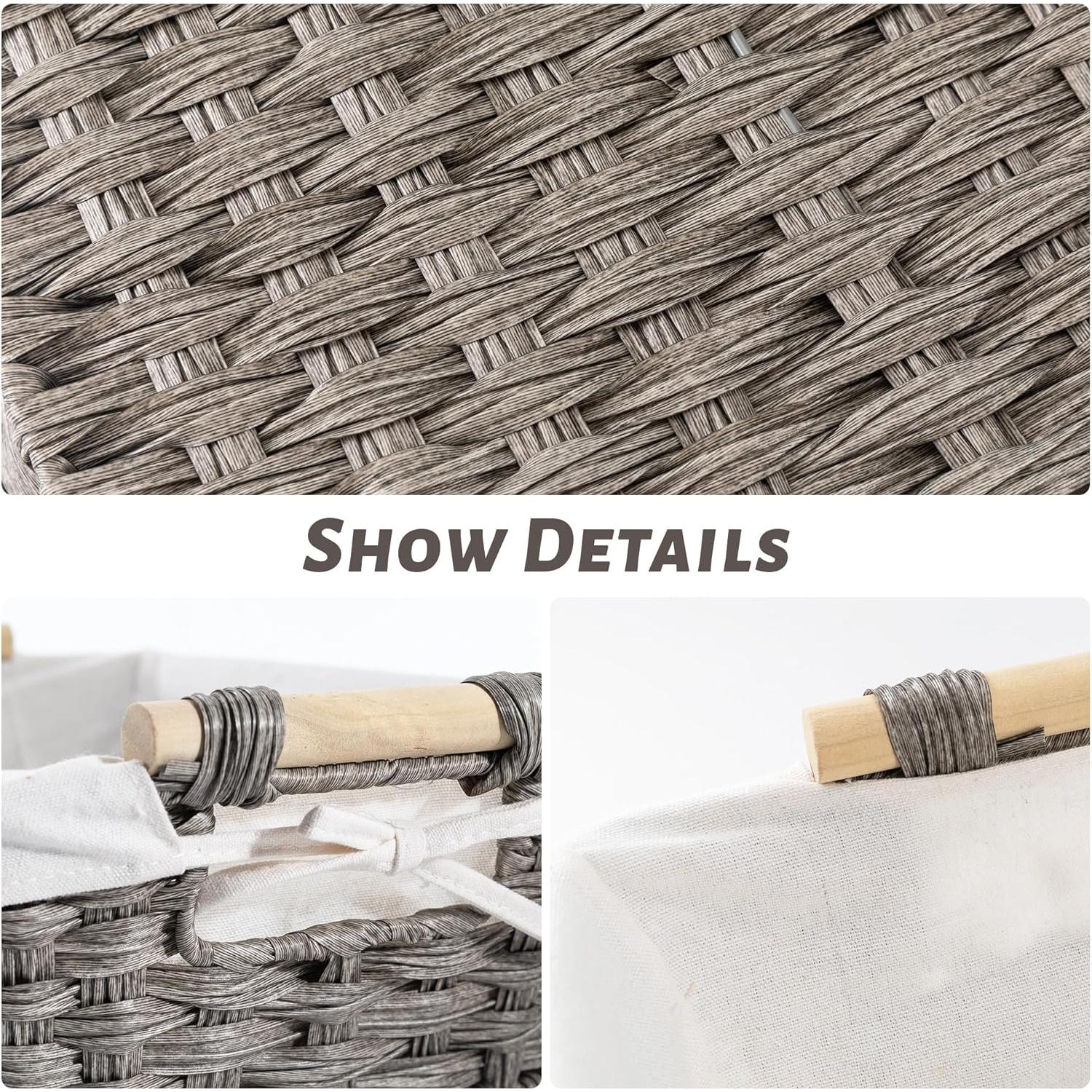 Cestas de Almacenamiento de Mimbre Rlosjin - 2 Paquete Impermeables