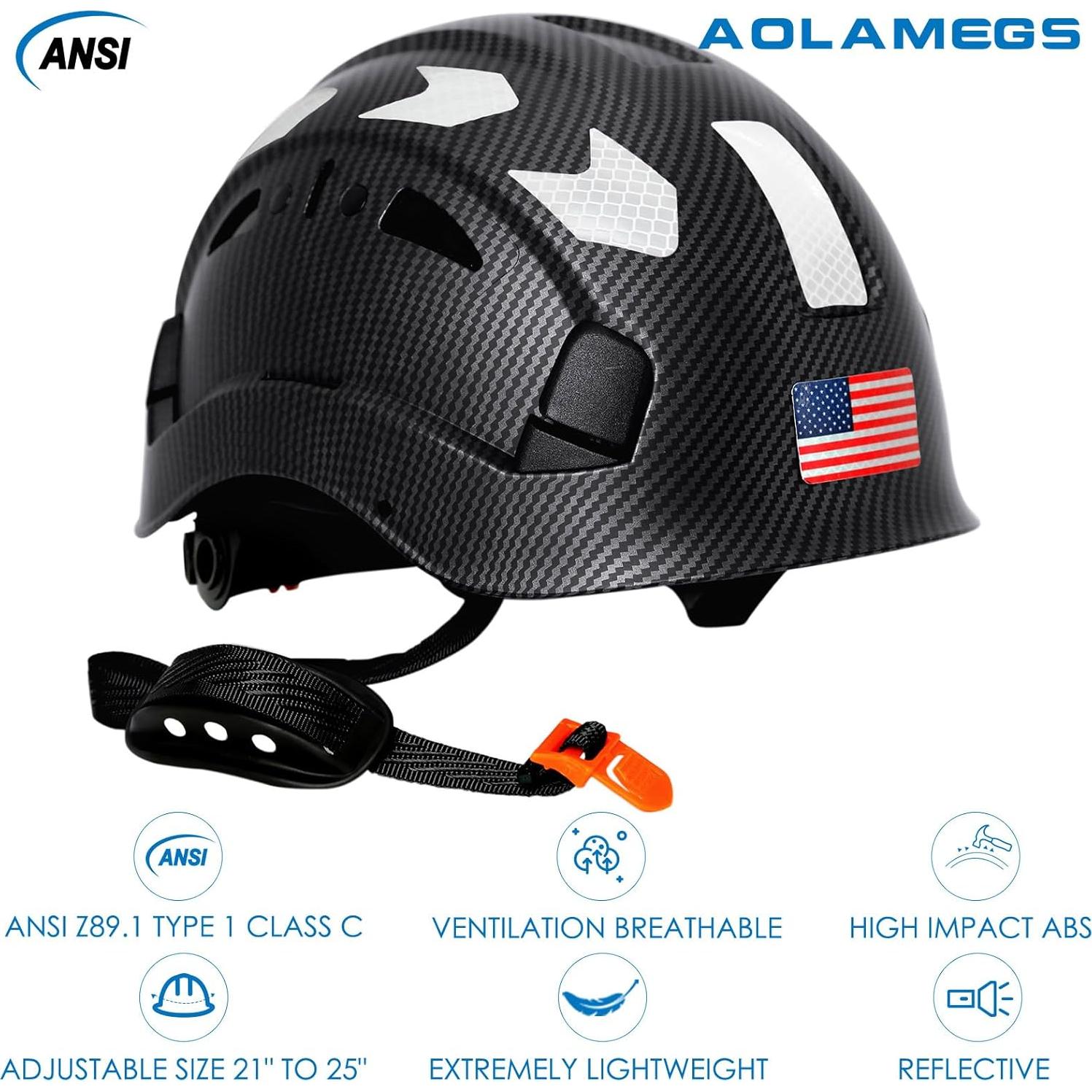 Casco de seguridad Aolamegs fibra de carbono negro OSHA