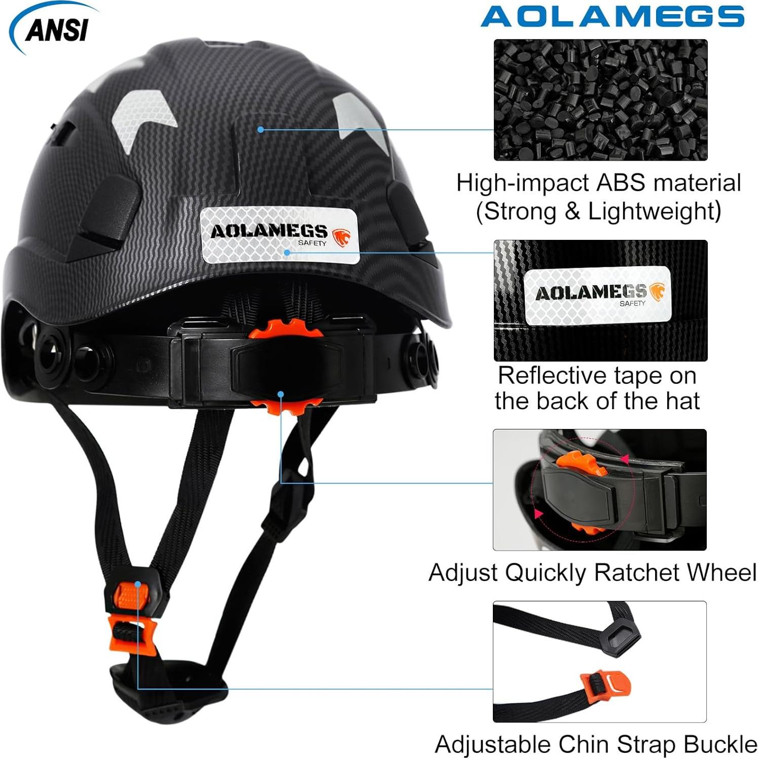 Casco de seguridad Aolamegs fibra de carbono negro OSHA