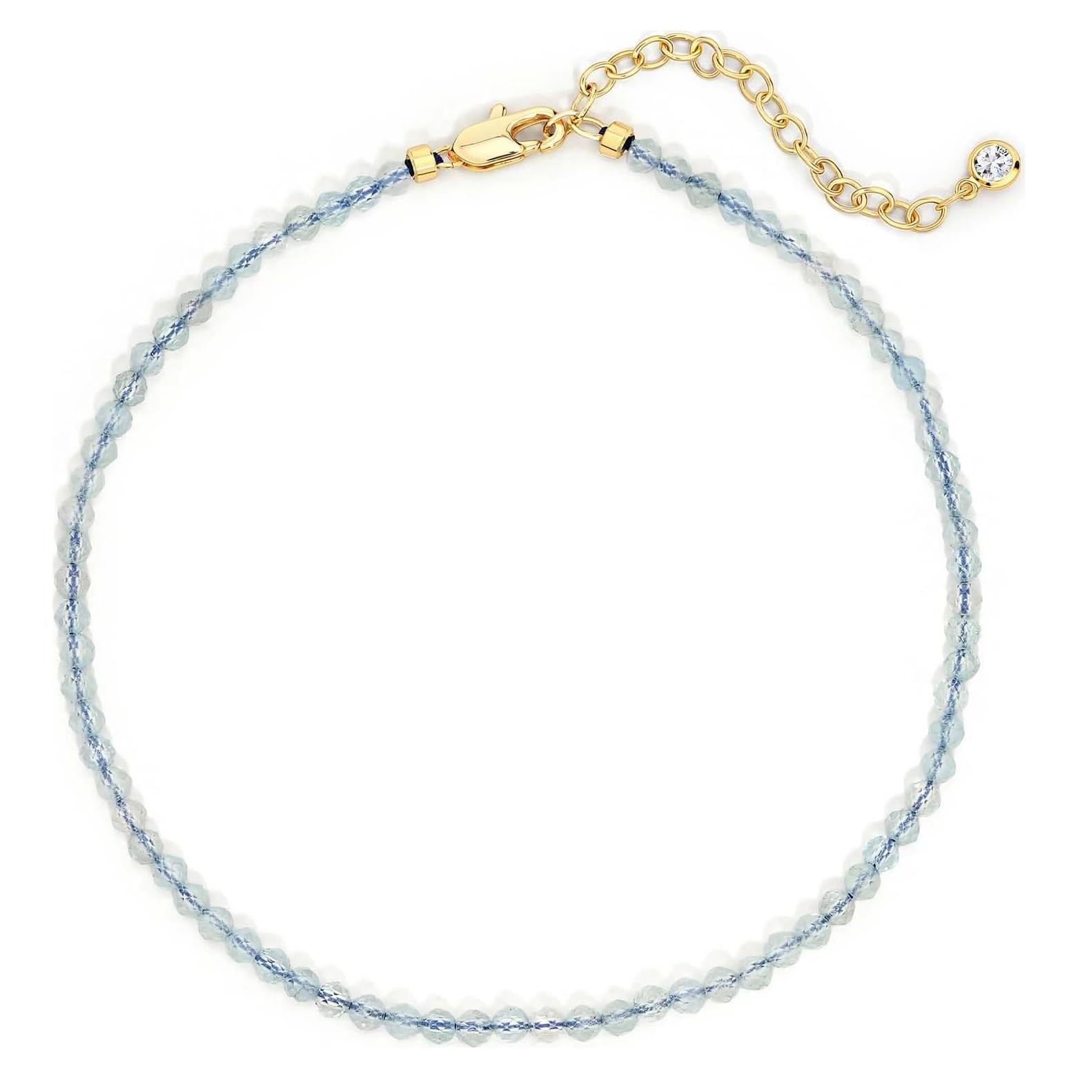 Pulsera de Tobillo DREMMY STUDIOS Oro 14K Hecha a Mano Aguamarina