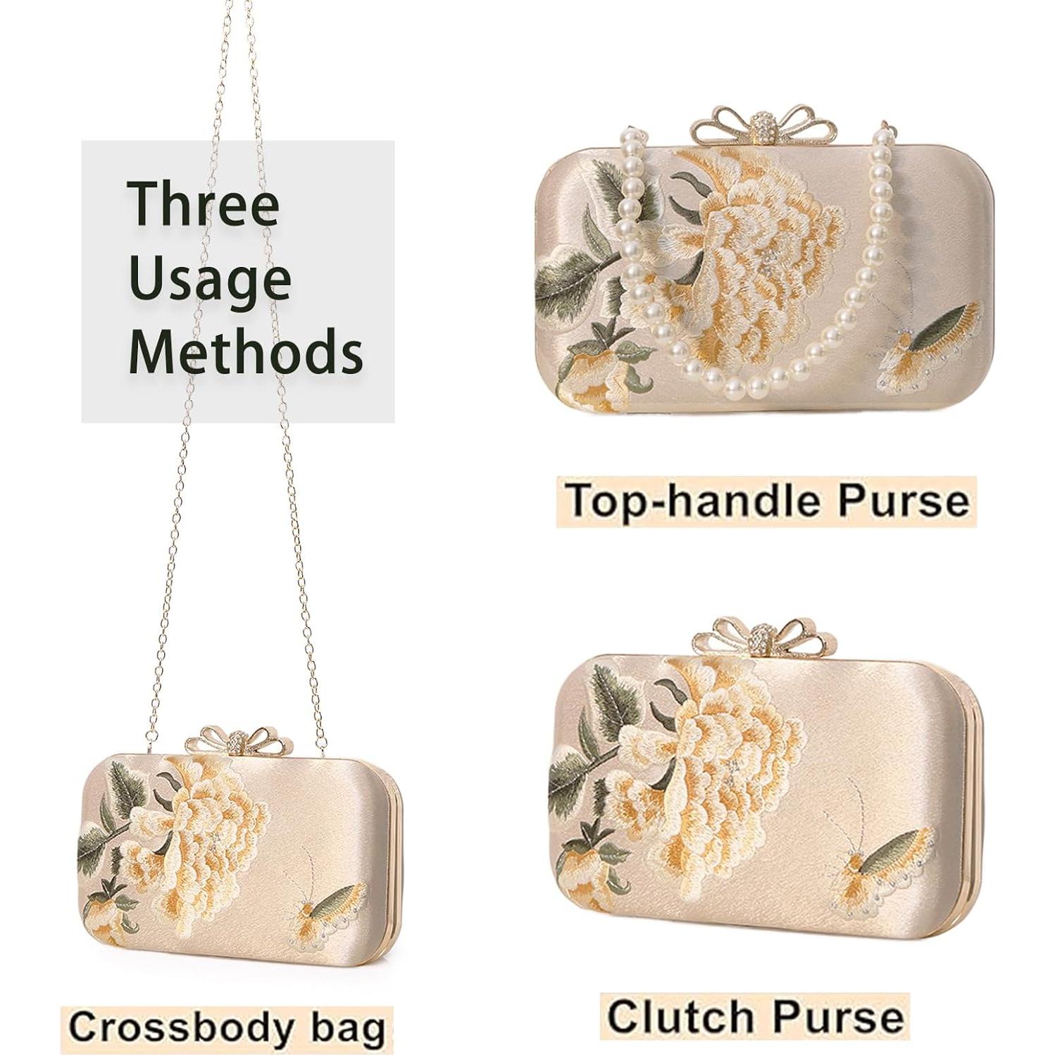 Bolso Clutch de Noche YYW para Mujeres Albaricoque 20x5.5x13.3cm