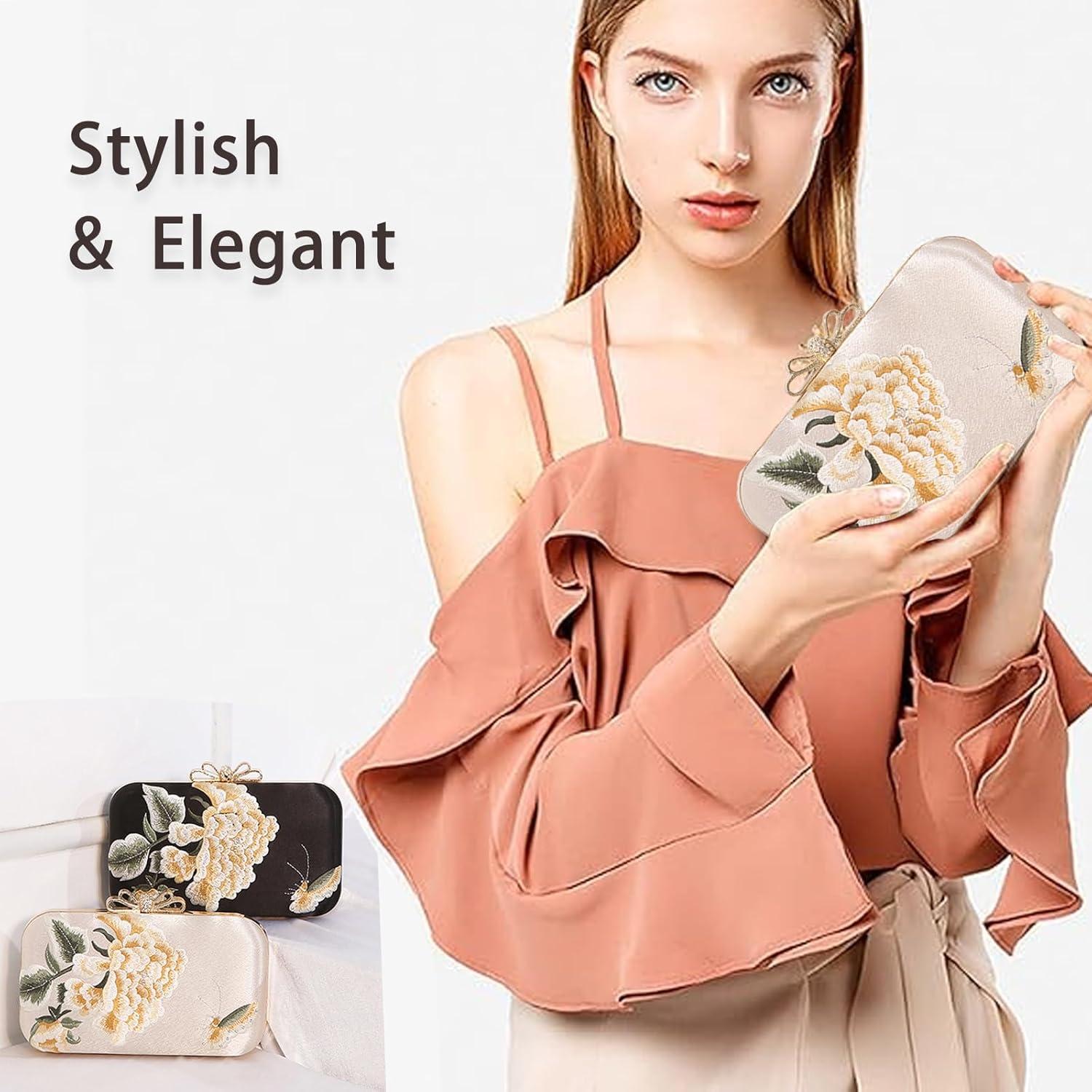 Bolso Clutch de Noche YYW para Mujeres Albaricoque 20x5.5x13.3cm