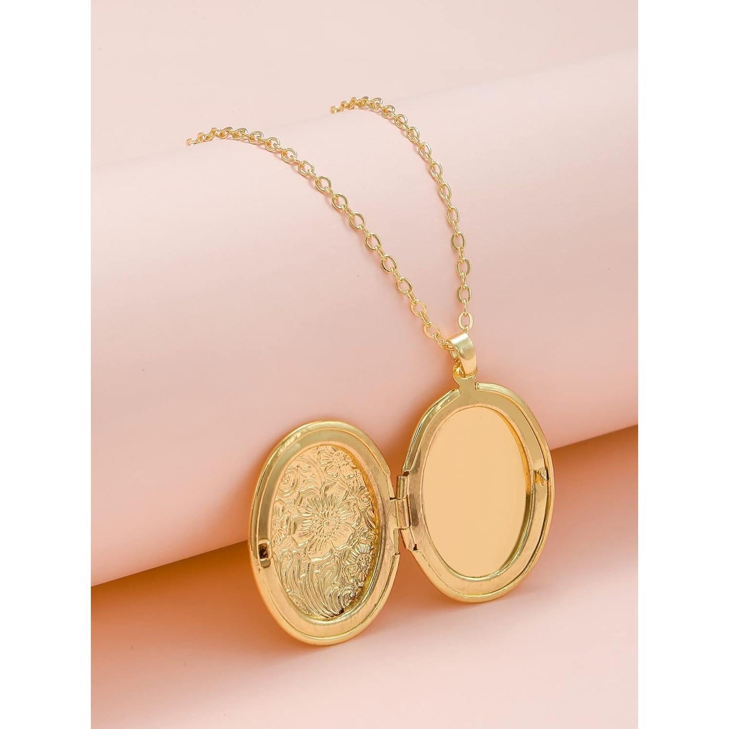 Collar Locket Dorado YALLNASL para Mujeres con Fotos 44.96 cm