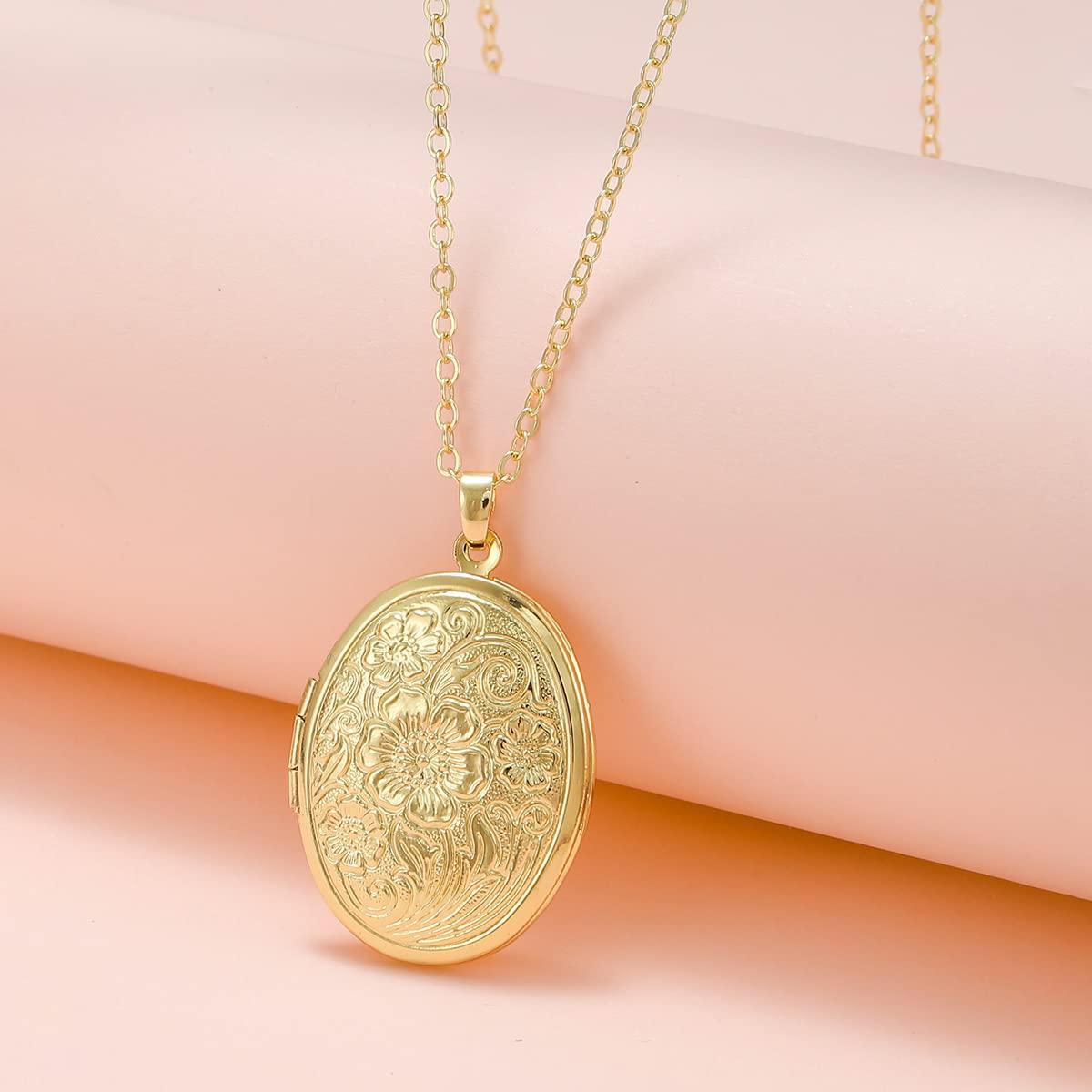 Collar Locket Dorado YALLNASL para Mujeres con Fotos 44.96 cm
