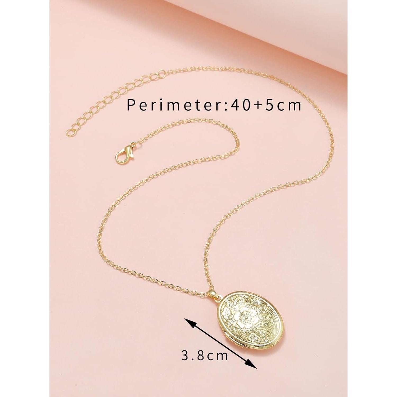 Collar Locket Dorado YALLNASL para Mujeres con Fotos 44.96 cm