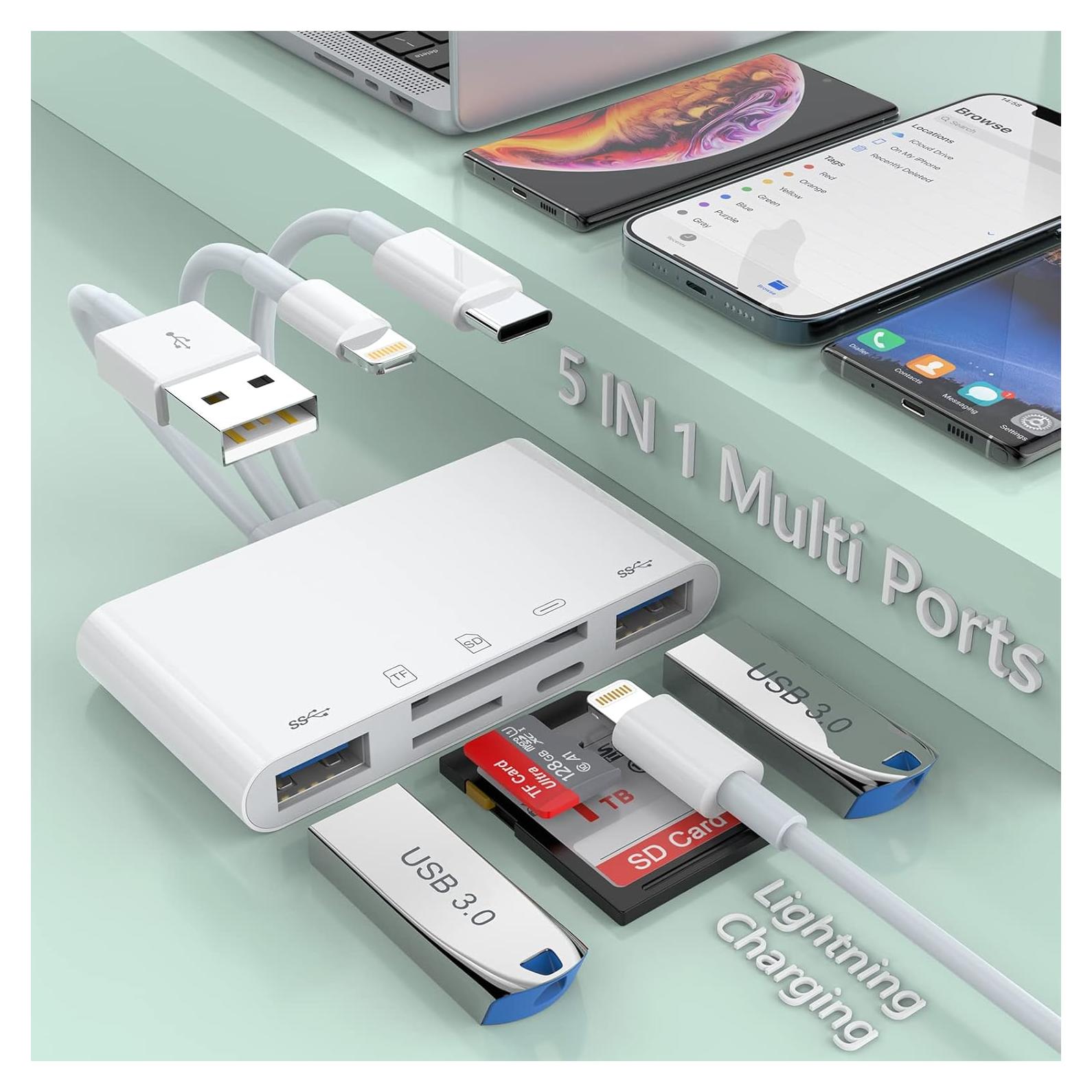 Lector de Tarjetas 5-en-1 MTAKYA para iPhone, iPad y Android