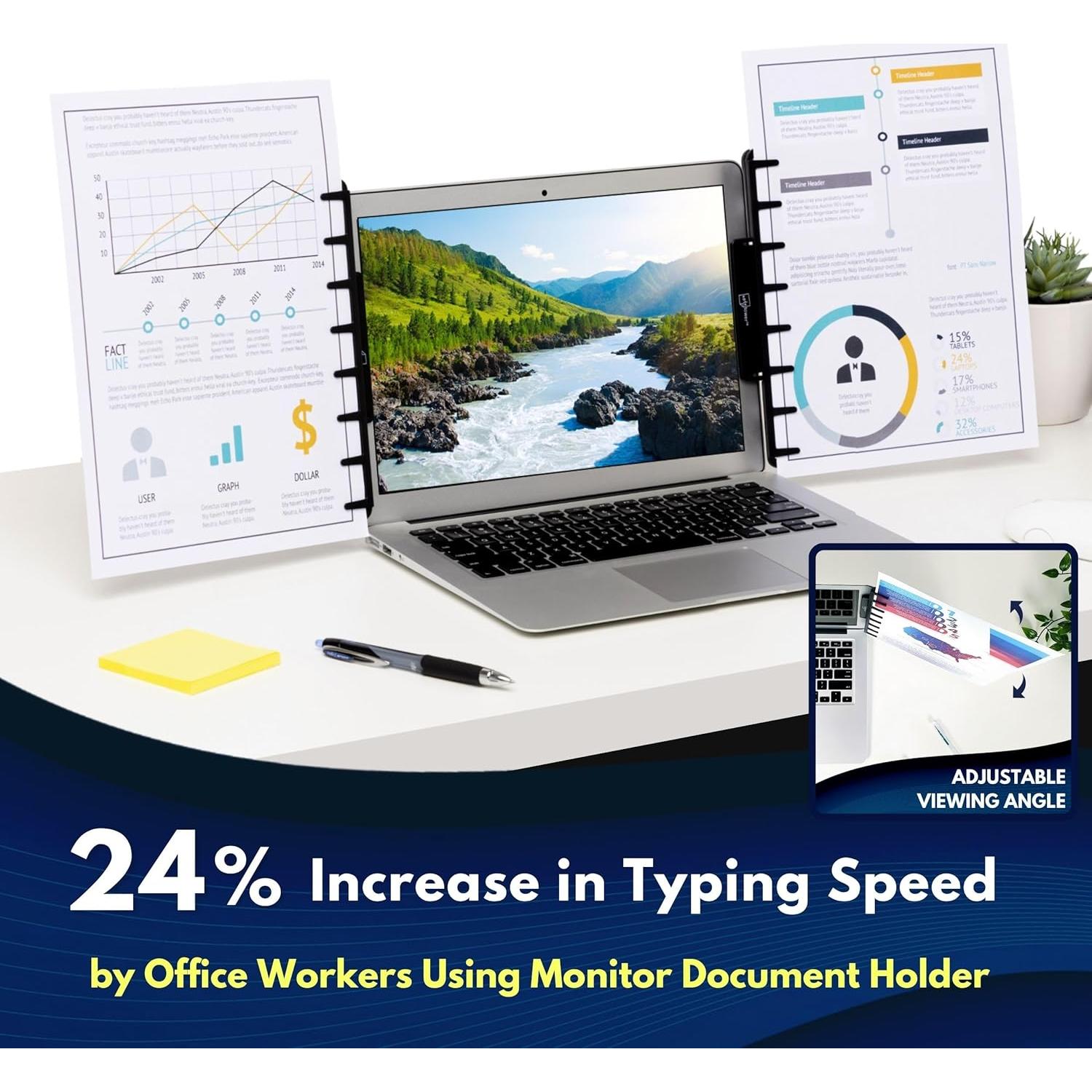 Soporte de Documentos Note Tower para Monitor y Laptop - Negro