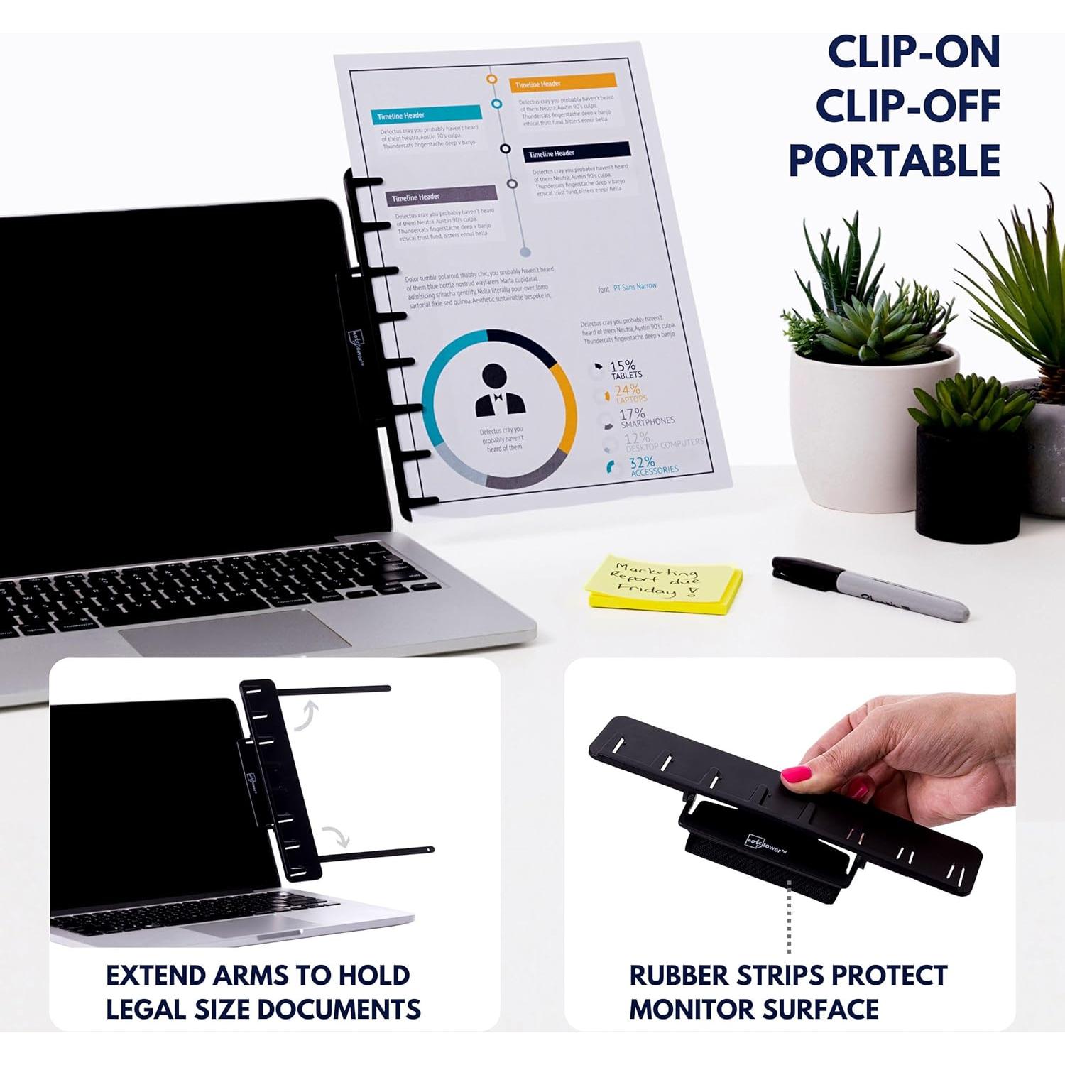 Soporte de Documentos Note Tower para Monitor y Laptop - Negro