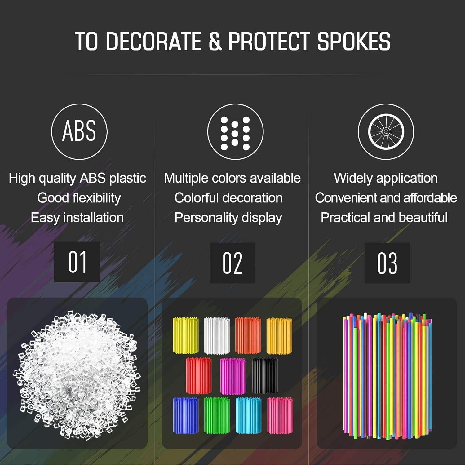 Cubiertas de Radios Decorativas PSLER 72 PCS para Motocicletas