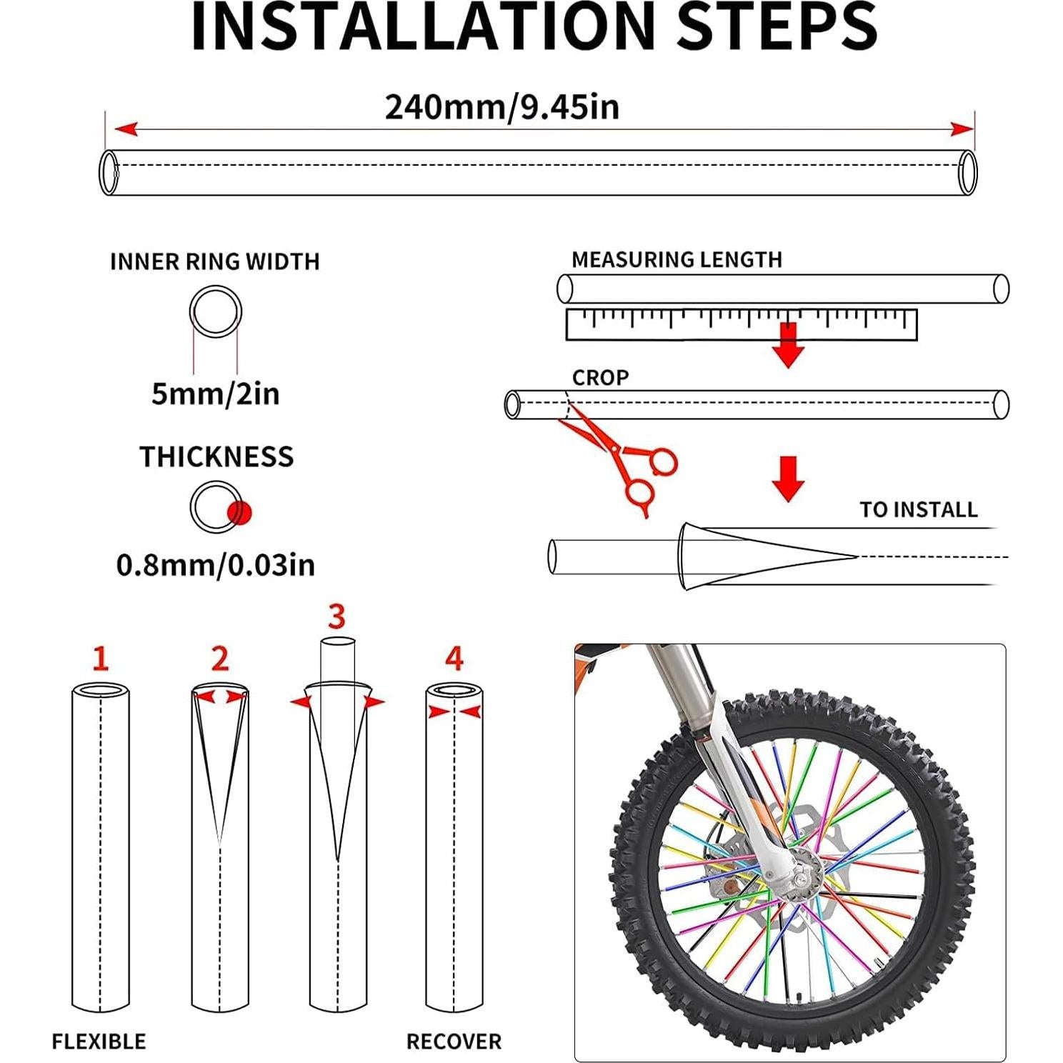 Cubiertas de Radios Decorativas PSLER 72 PCS para Motocicletas