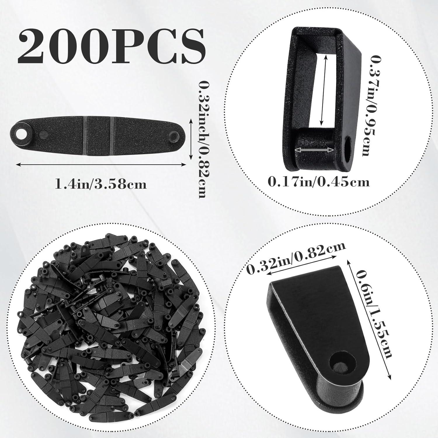 Clips de Llaveros OIIKI 200 Pcs Plástico Negro Reutilizables