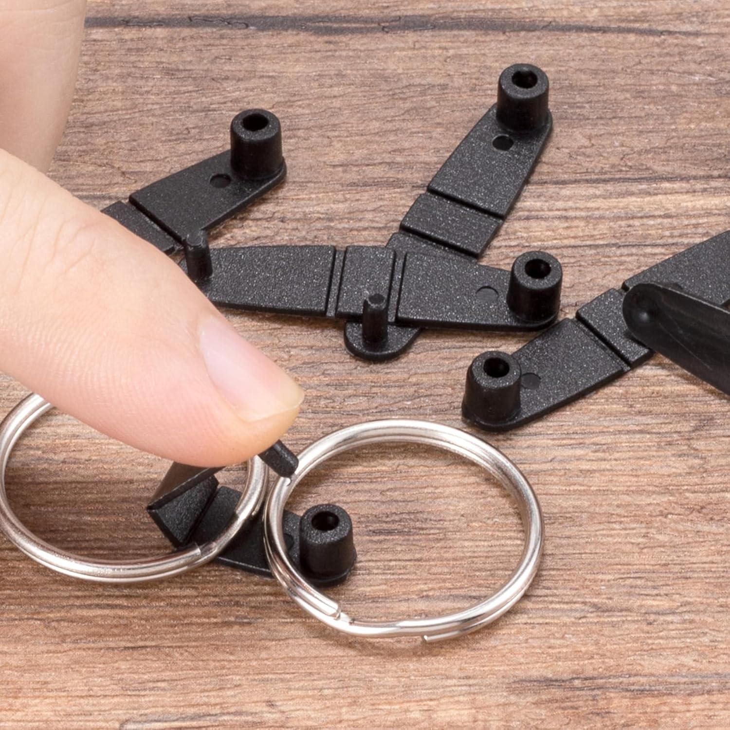 Clips de Llaveros OIIKI 200 Pcs Plástico Negro Reutilizables