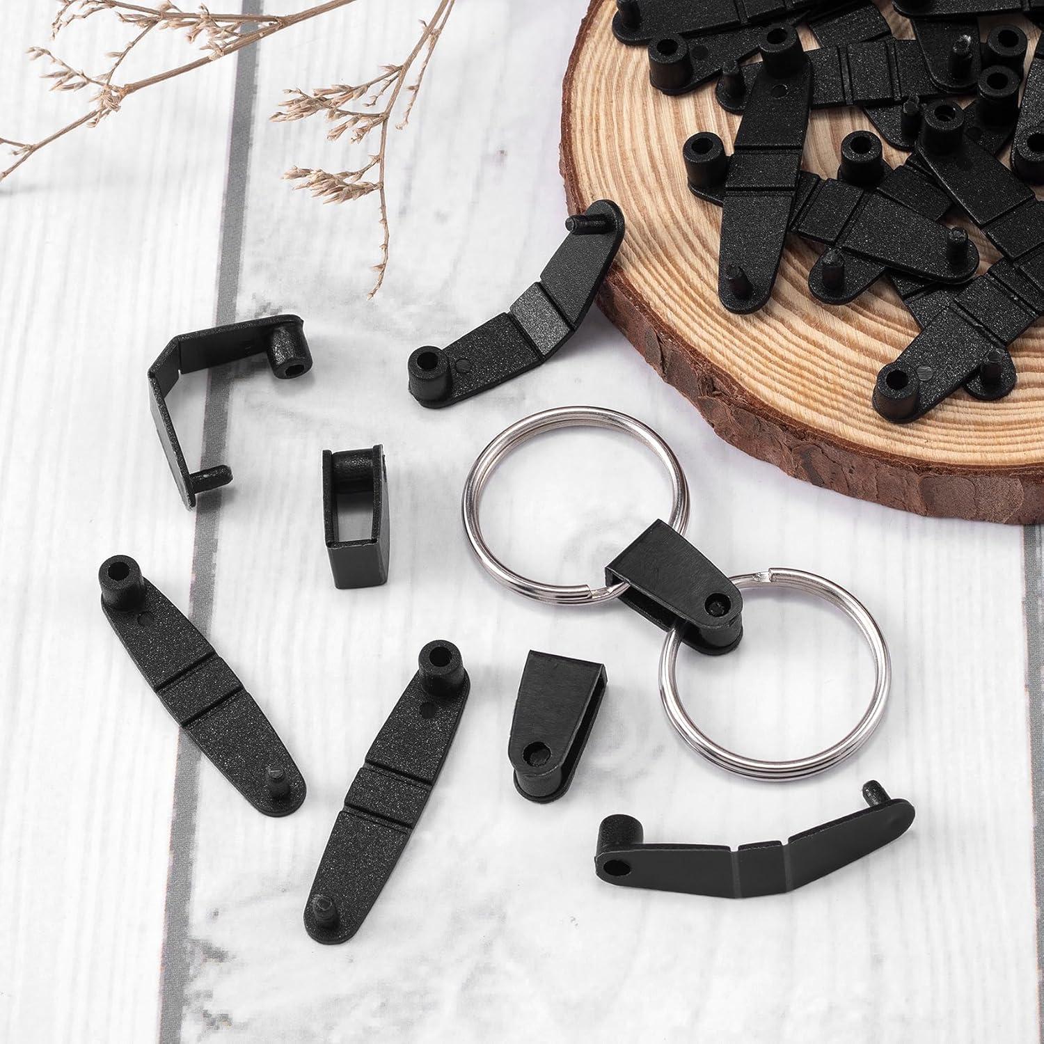 Clips de Llaveros OIIKI 200 Pcs Plástico Negro Reutilizables