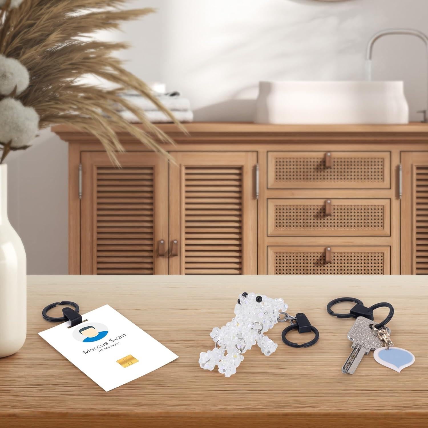 Clips de Llaveros OIIKI 200 Pcs Plástico Negro Reutilizables