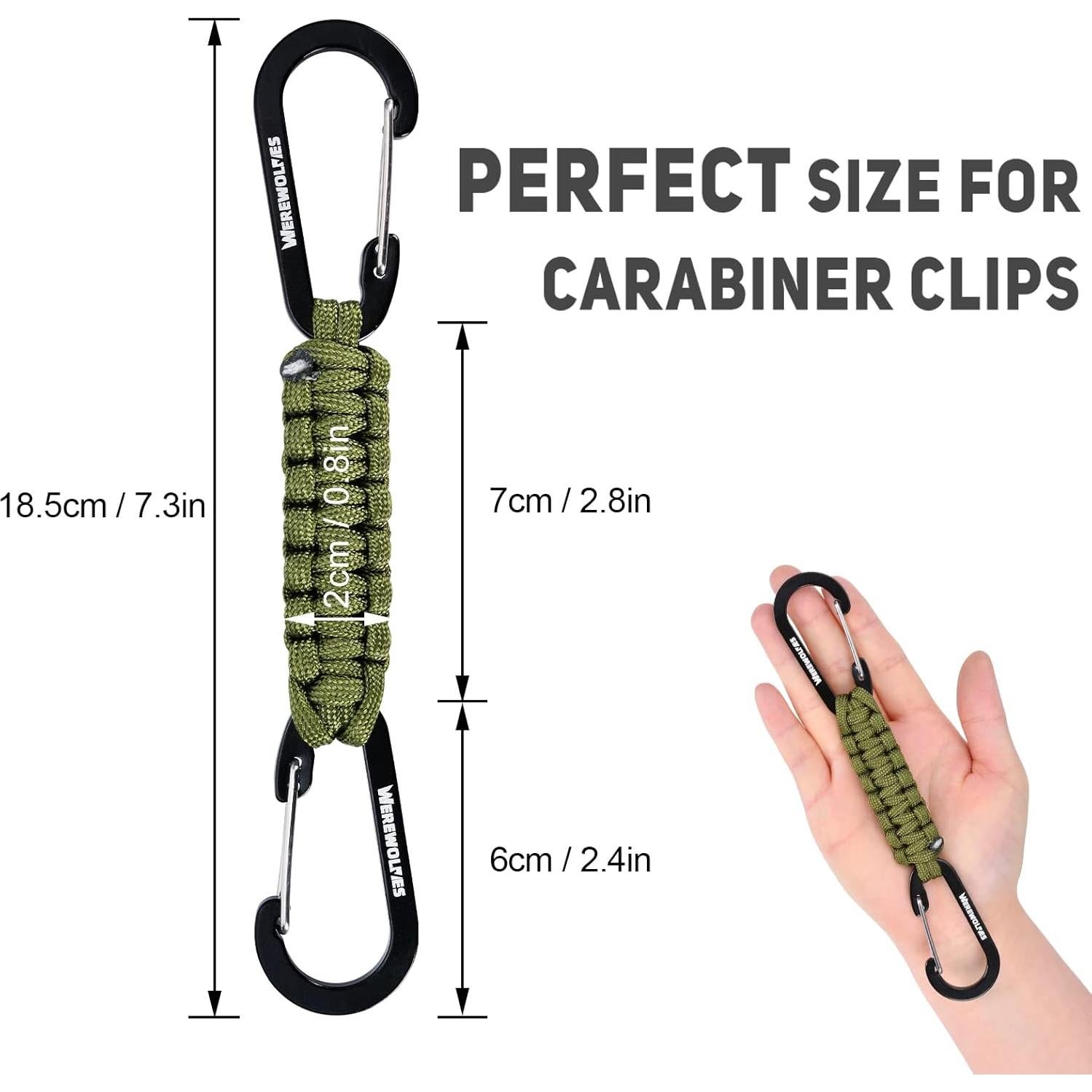 Llavero Paracord WEREWOLVES con Mosquetón - Paquete de 3