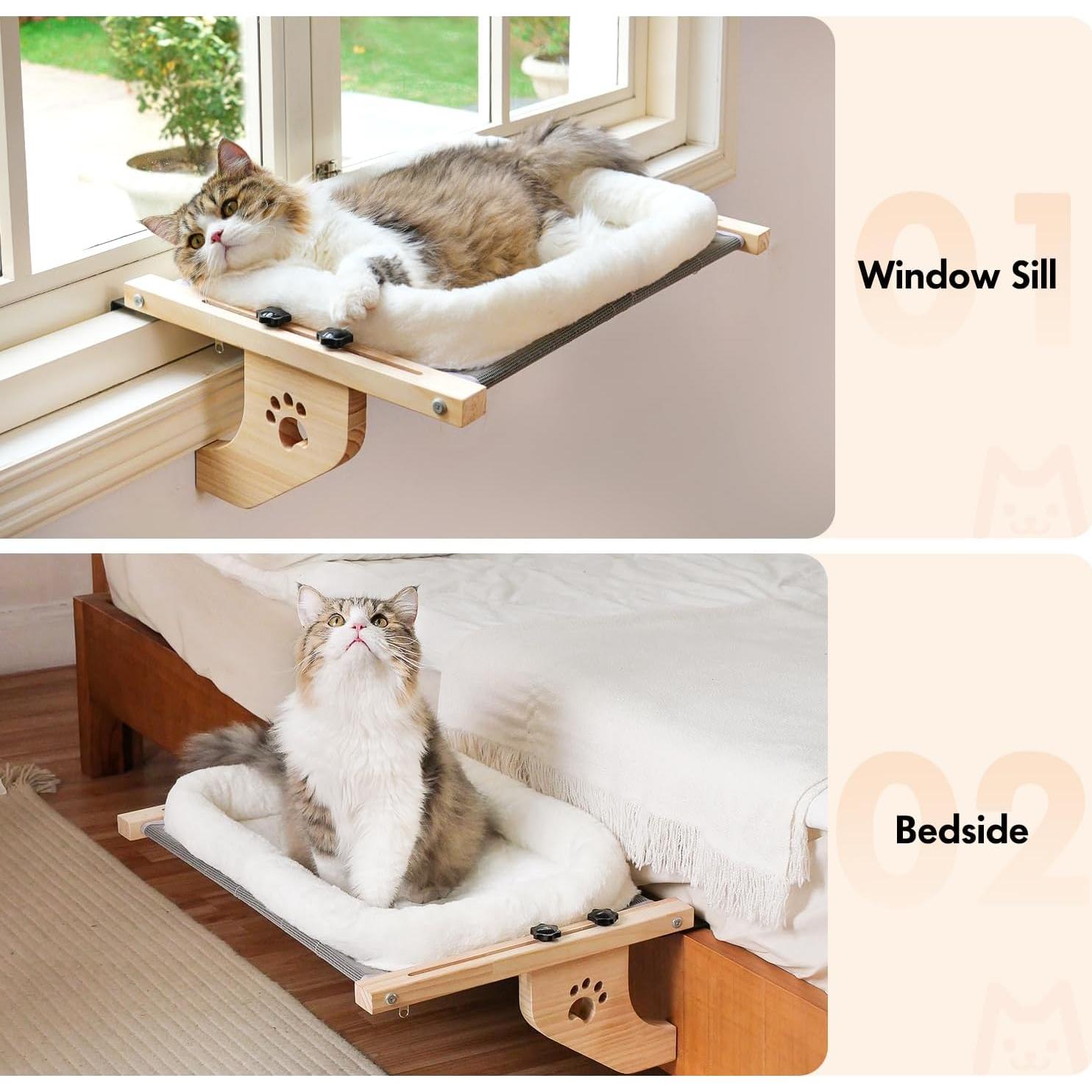 Perch de Ventana para Gatos AMOSIJOY Blanco 55x38 cm Resistente