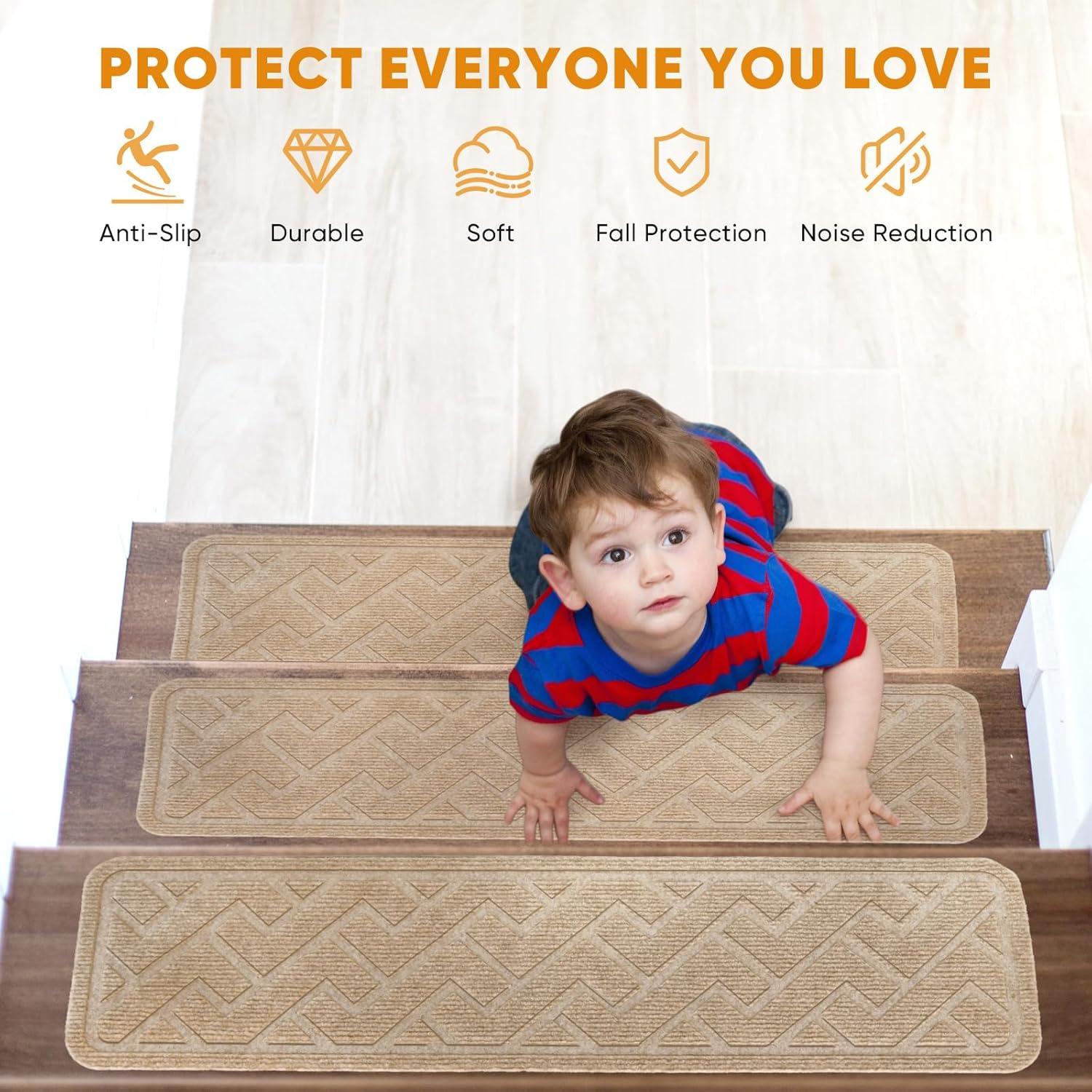 15 Pasamanos Antideslizantes Beige 20.32x76.2cm Dayacoco