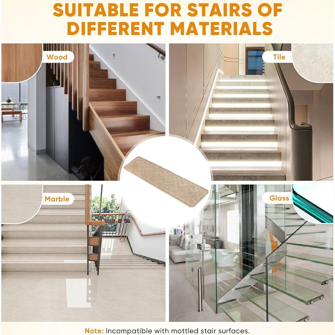 15 Pasamanos Antideslizantes Beige 20.32x76.2cm Dayacoco