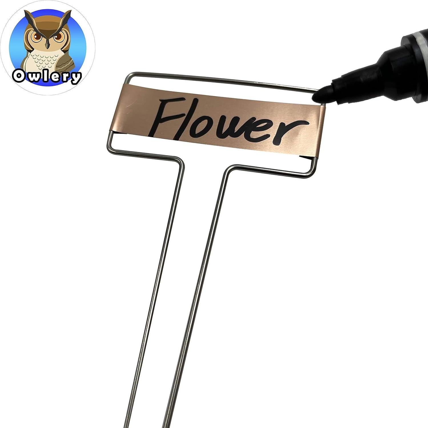 Etiquetas de Metal para Plantas Owlery - Reutilizables 5x6.6 cm