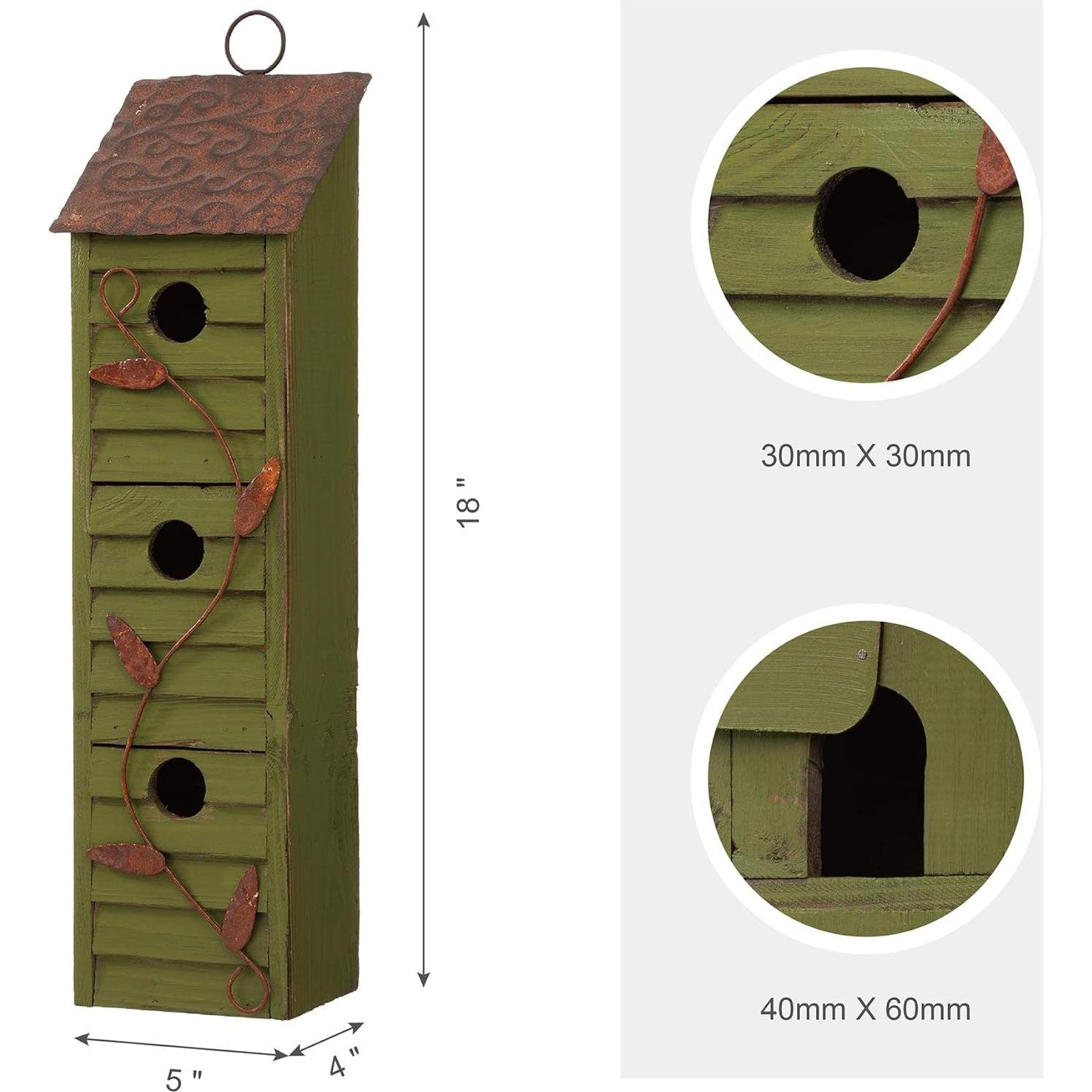 Casa de Aves Colgante Glitzhome Verde Envejecido 45.72cm