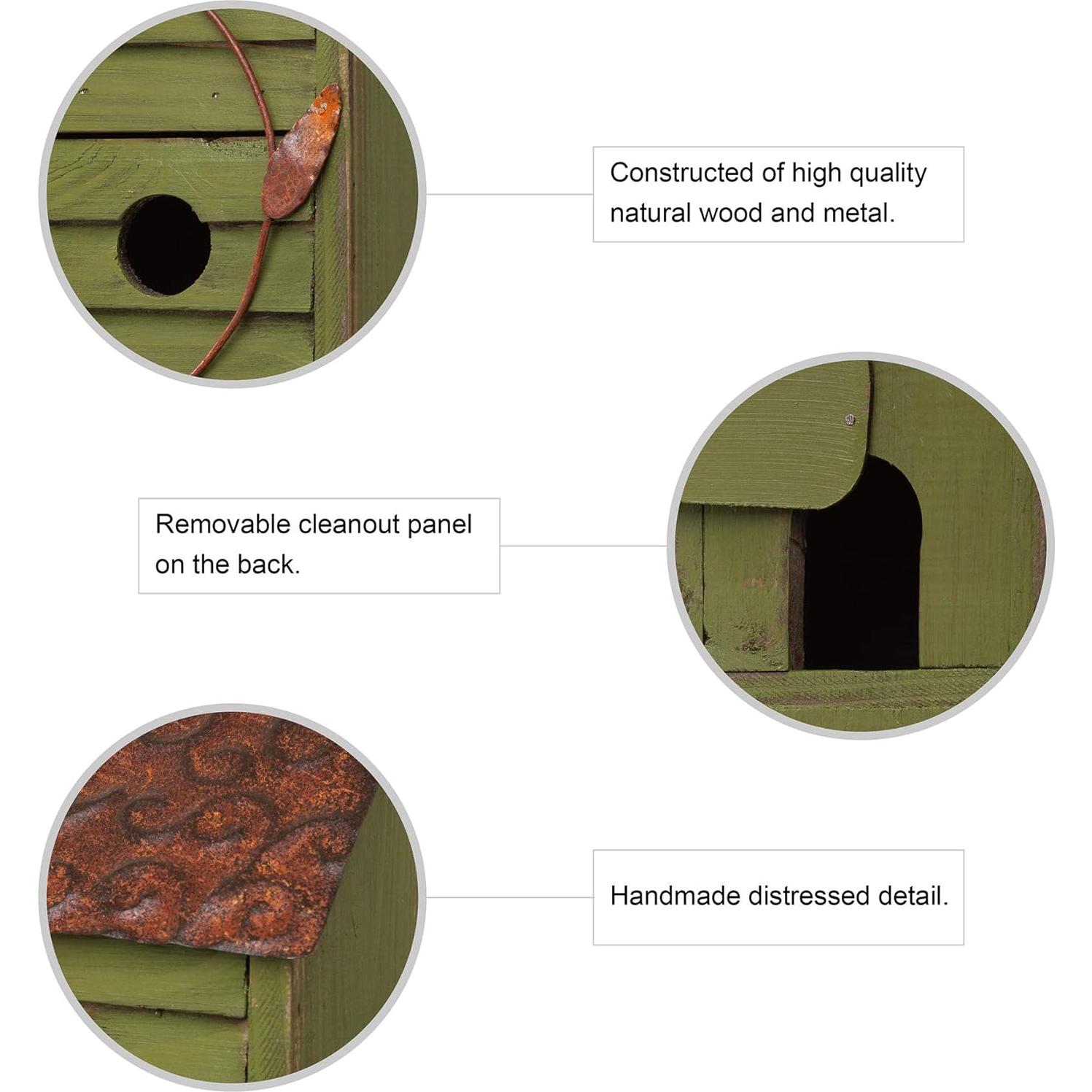 Casa de Aves Colgante Glitzhome Verde Envejecido 45.72cm