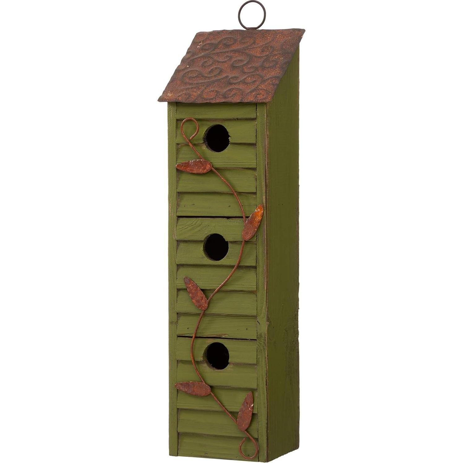 Casa de Aves Colgante Glitzhome Verde Envejecido 45.72cm
