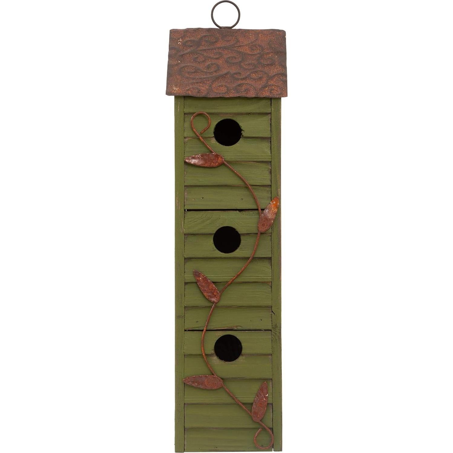 Casa de Aves Colgante Glitzhome Verde Envejecido 45.72cm