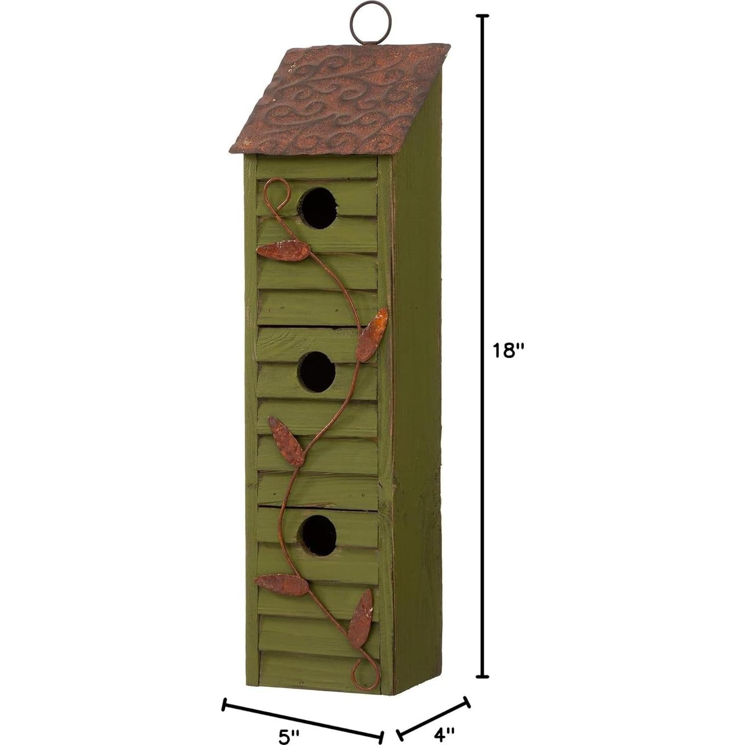 Casa de Aves Colgante Glitzhome Verde Envejecido 45.72cm