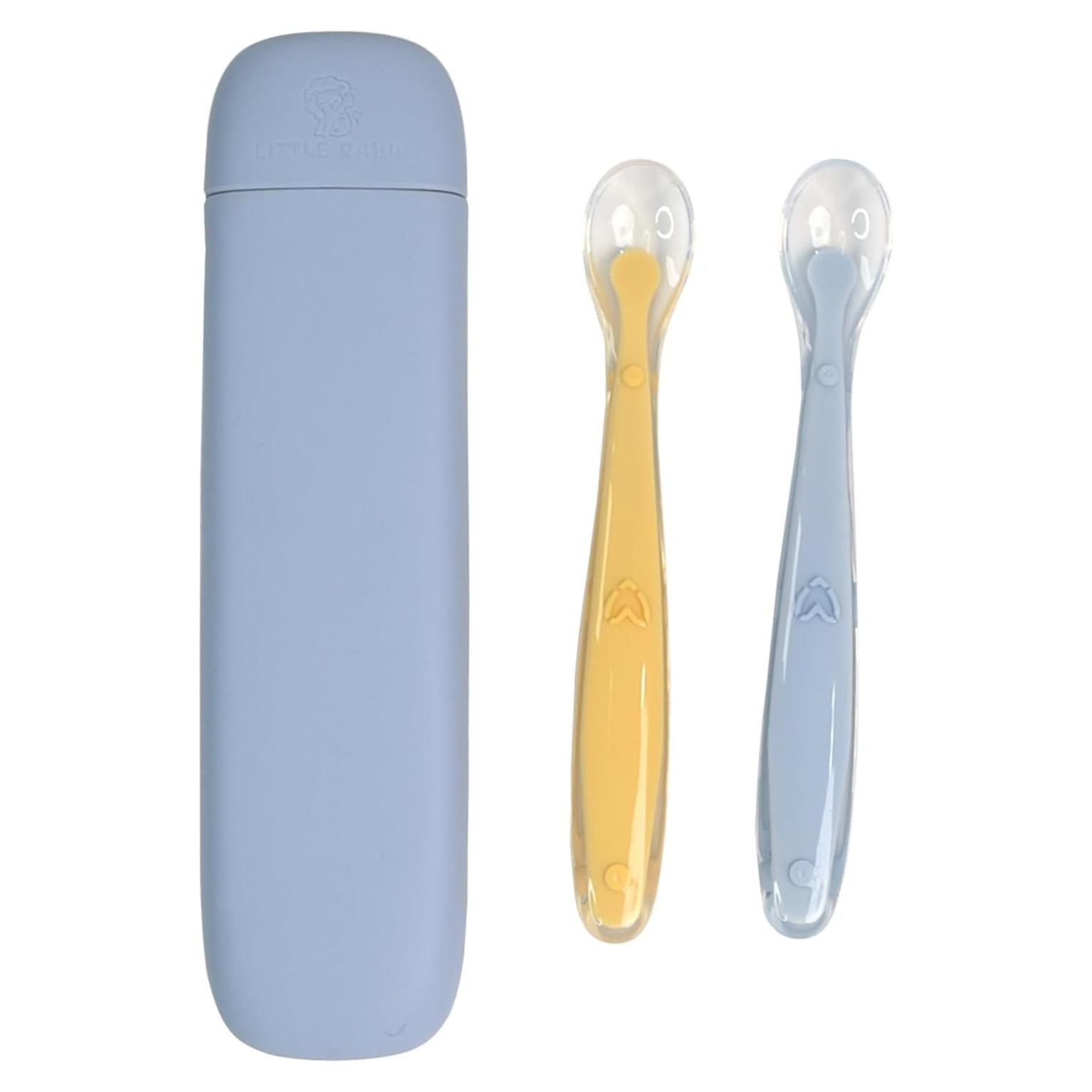 Cucharas de Silicona para Bebés LITTLE RAWR - 2 Unidades Azul