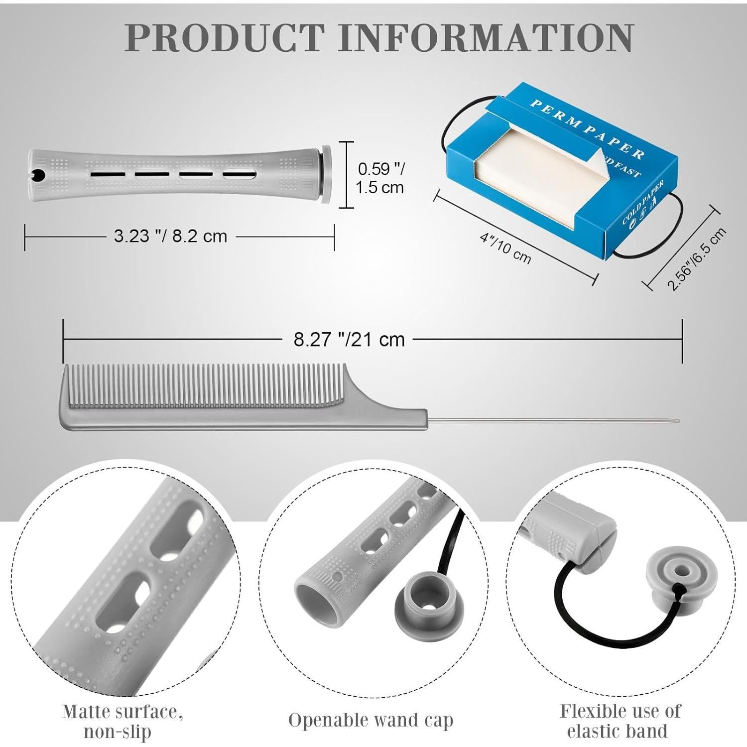 Kit de Estilizado de Cabello WILLBOND - 48 Varillas, 2 Peines, 350 Papeles, 6 Clips